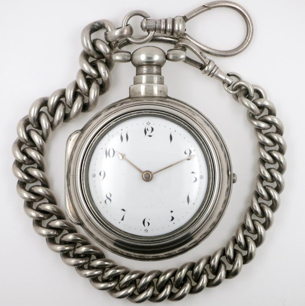 Antique Pocket Watch, Chain, Oversized Silver, Grantham 1811 (1 of 14)