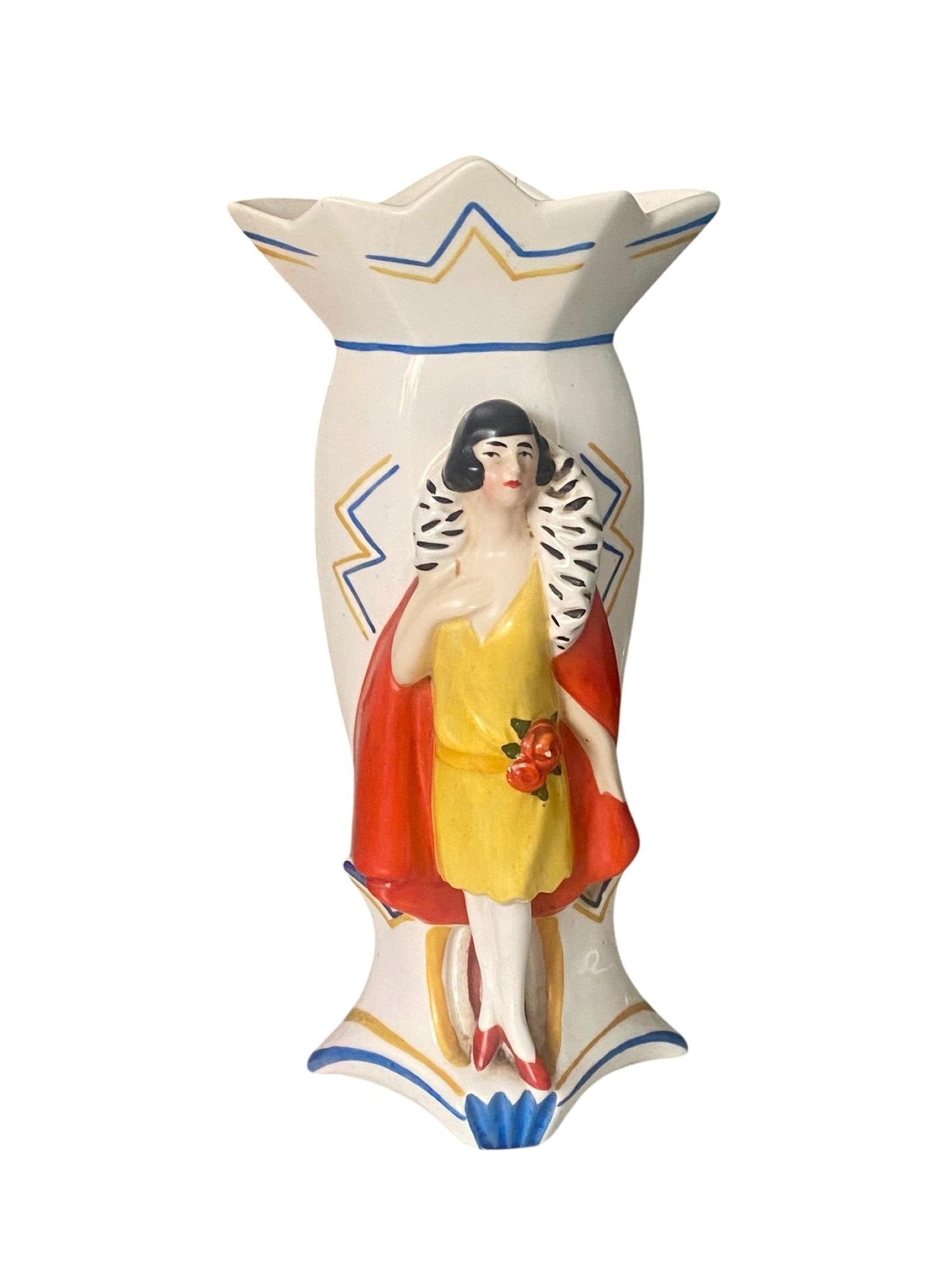 Art Deco Figural Vase German Porcelain Flapper Lady c.1920 (1 of 11) Art Deco Figural Vase German Porcelain Flapper Lady c.1920 (1 of 11)