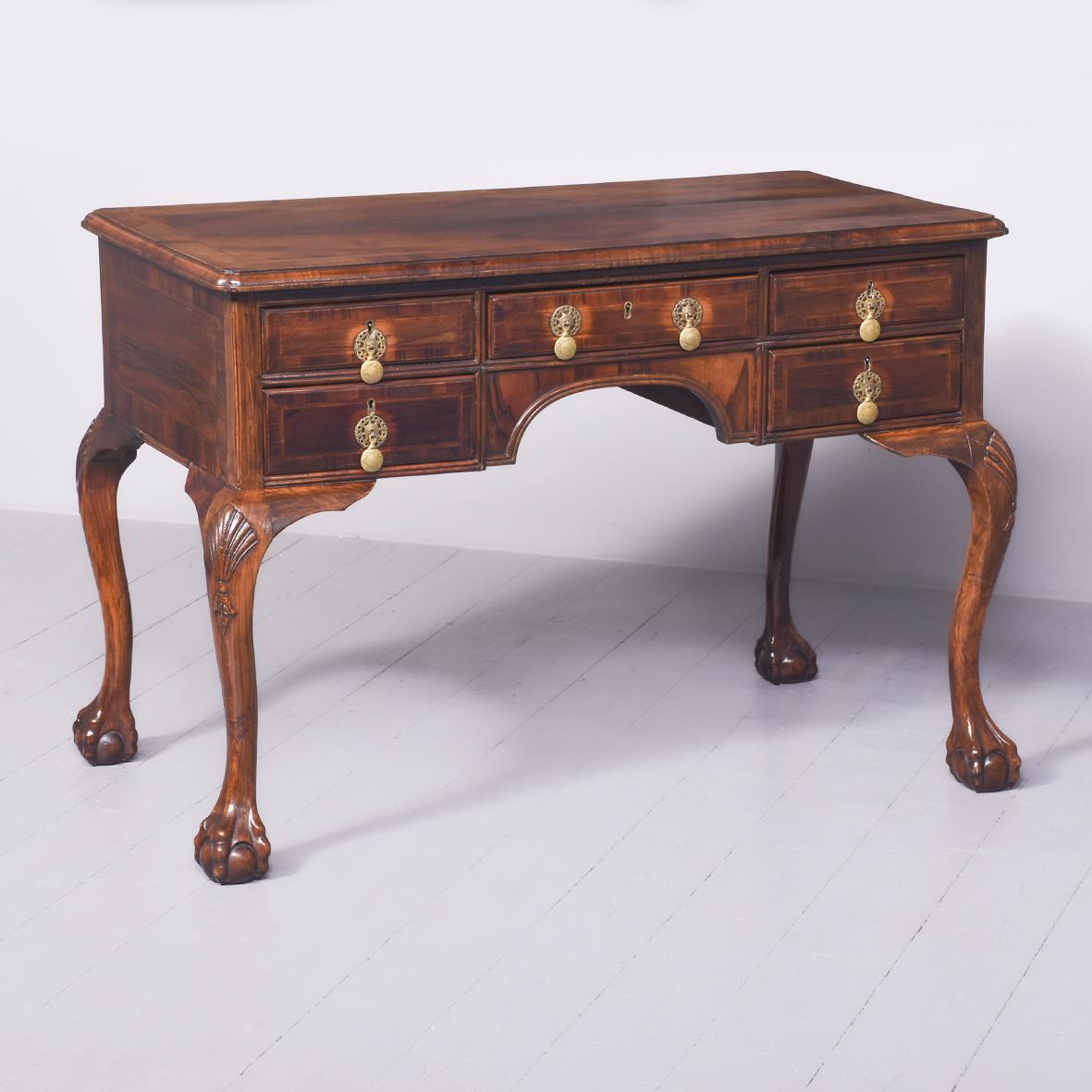 George Ii-style Attractive Walnut Desk or Dressing Table (1 of 9)