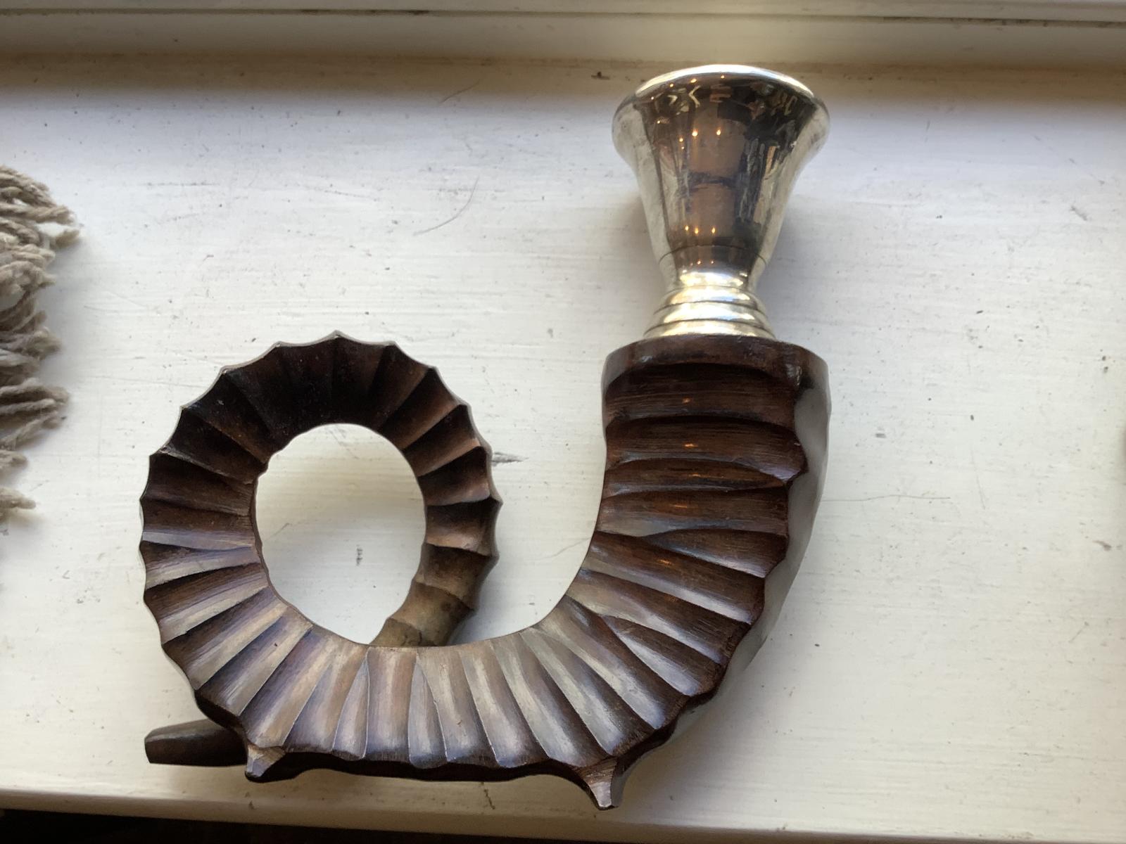 Painted Bronze "Ram's Horn" Candle Holder (1 of 3)