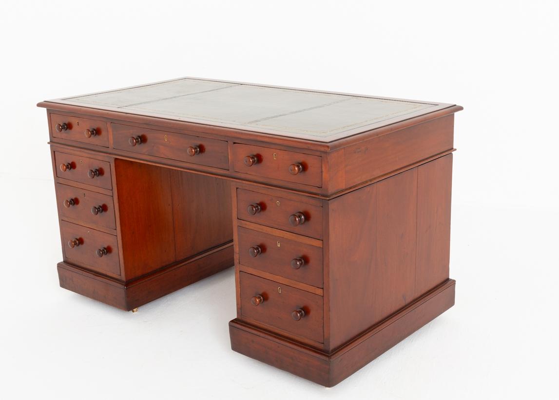 Victorian Mahogany Twin Pedestal Desk (1 of 6)