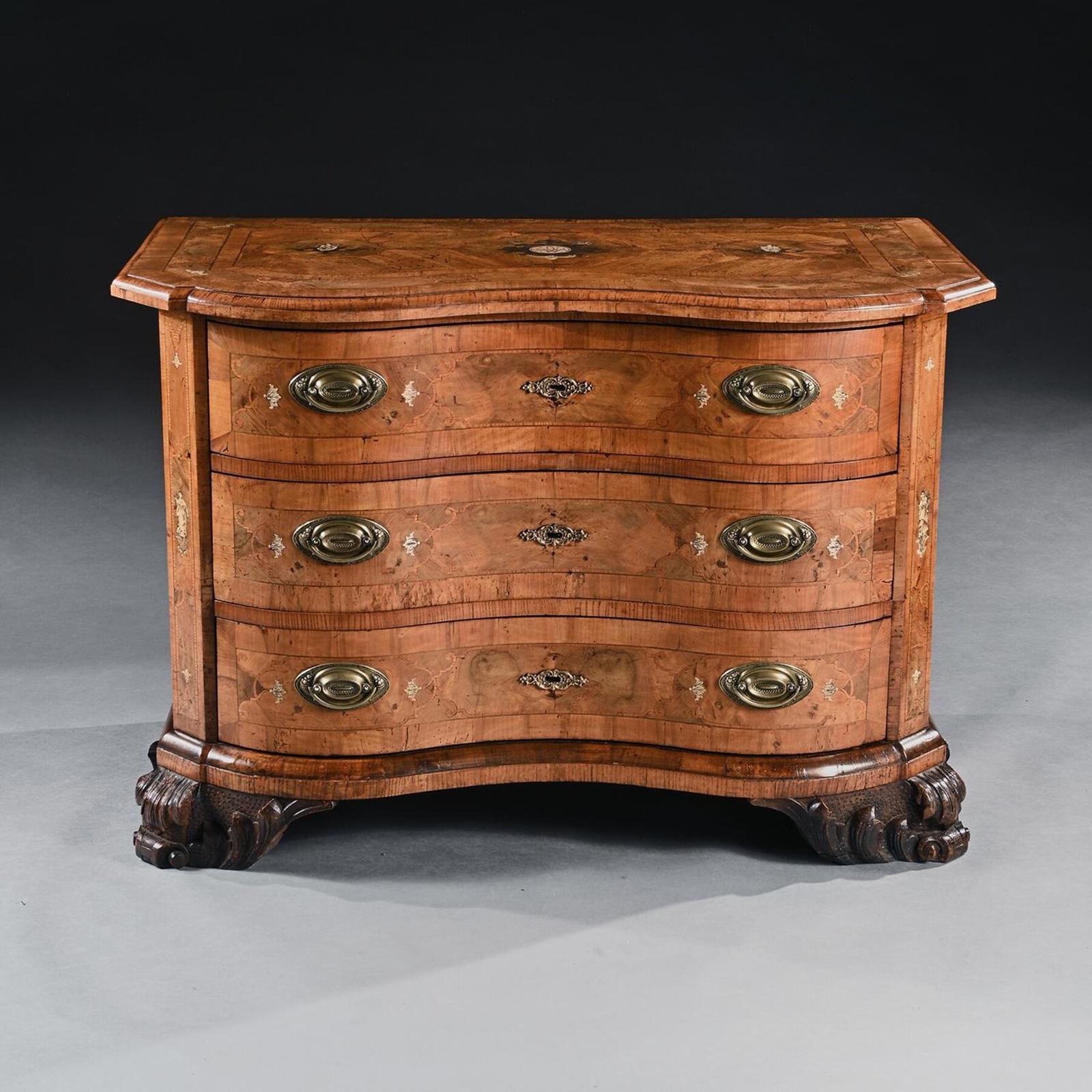 Rare Mid 18th Century German Walnut Pewter & Marquetry Serpentine Commode (1 of 8) Rare Mid 18th Century German Walnut Pewter & Marquetry Serpentine Commode (1 of 8)