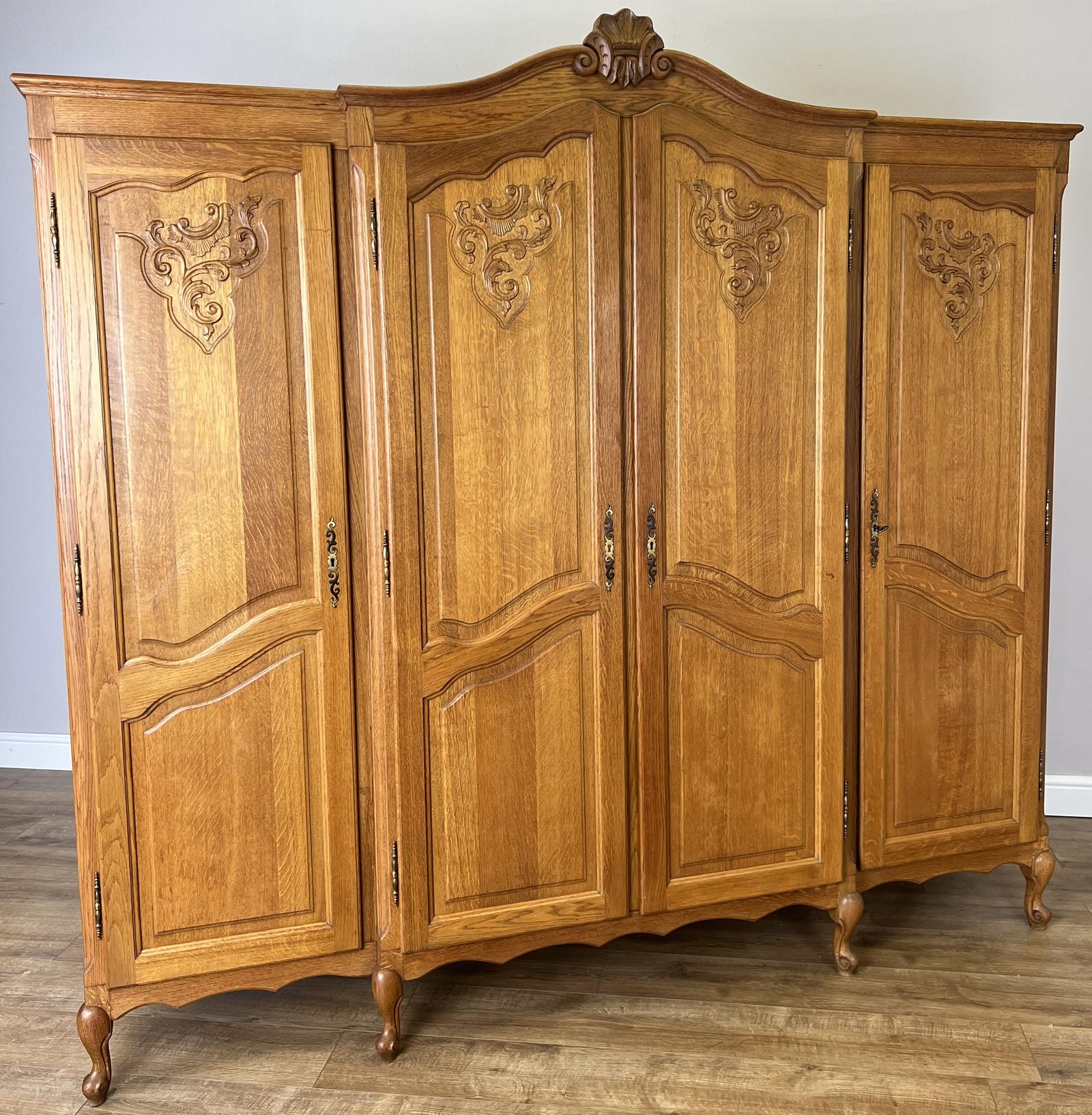 Wardrobe Vintage French Style Oak Four Door Carved Armoire (1 of 15) Wardrobe Vintage French Style Oak Four Door Carved Armoire (1 of 15)