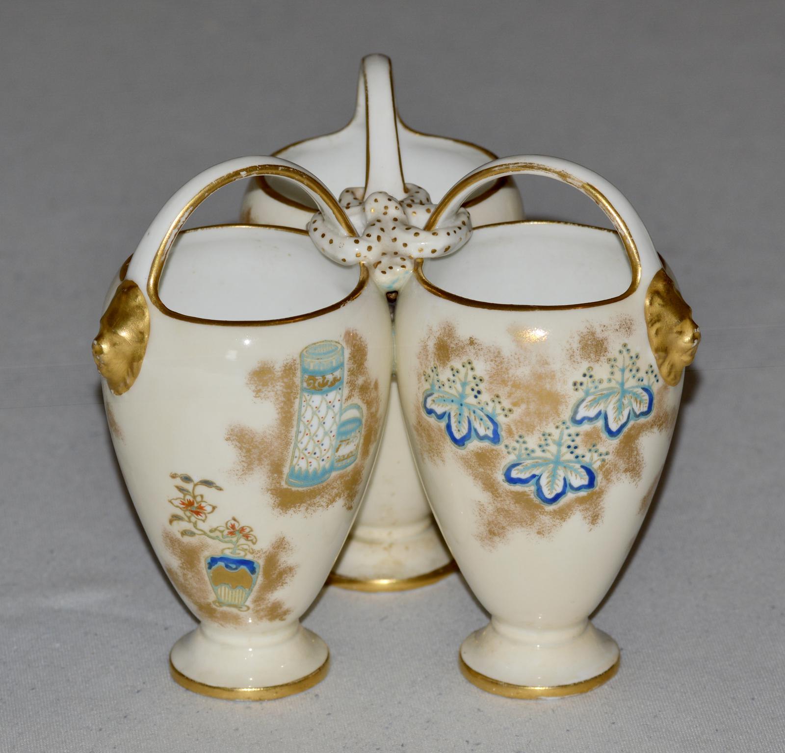 Victorian Royal Worcester Triple Vase (1 of 8)