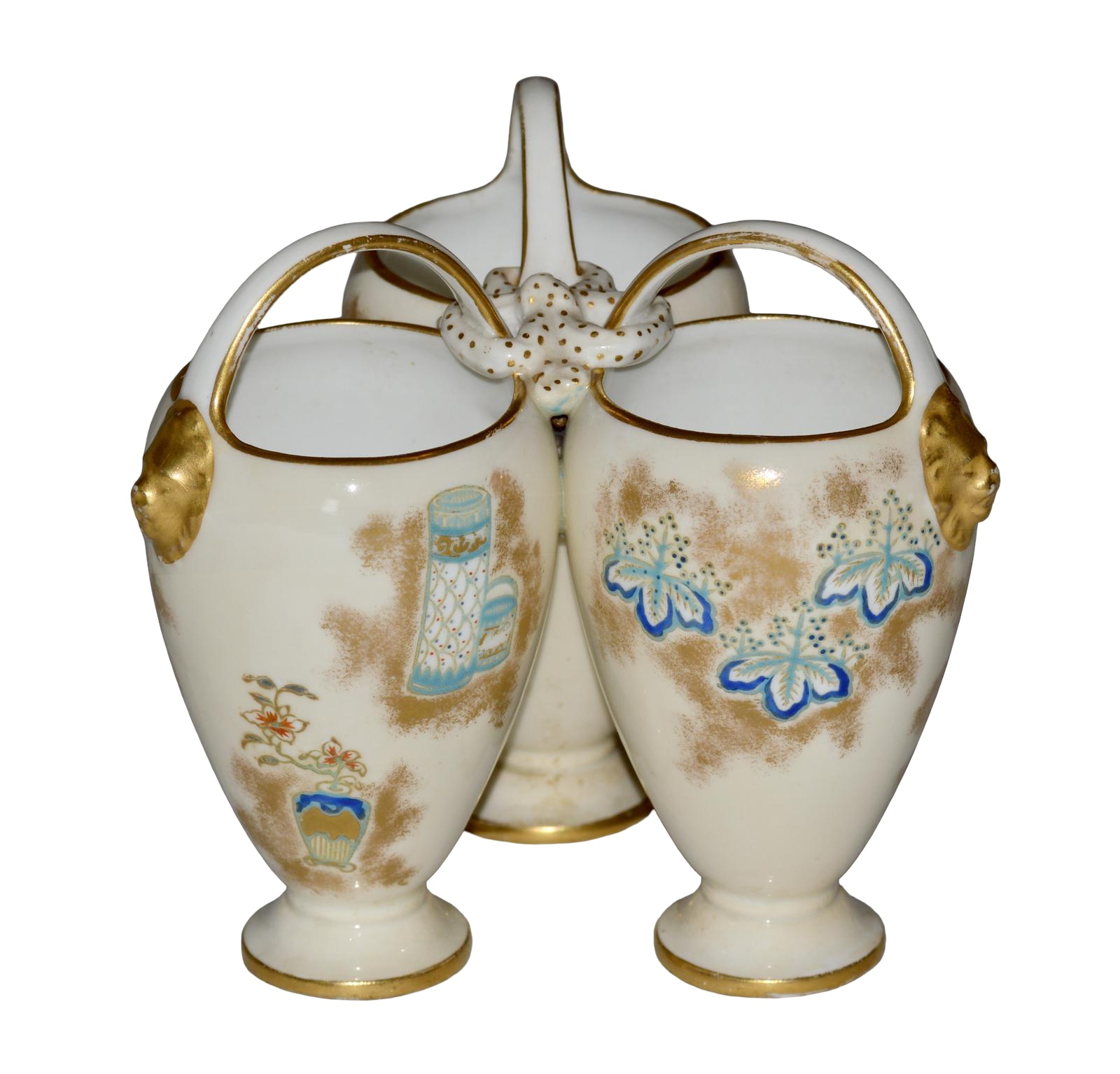 Victorian Royal Worcester Triple Vase (1 of 10) Victorian Royal Worcester Triple Vase (1 of 10)
