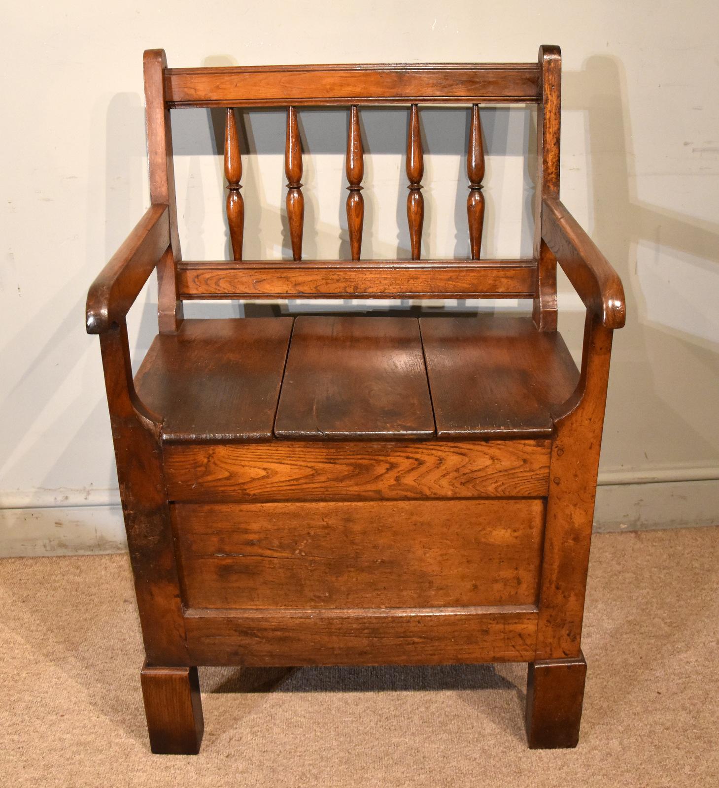 Small 19th Century French Breton Chestnut Bench (1 of 6)
