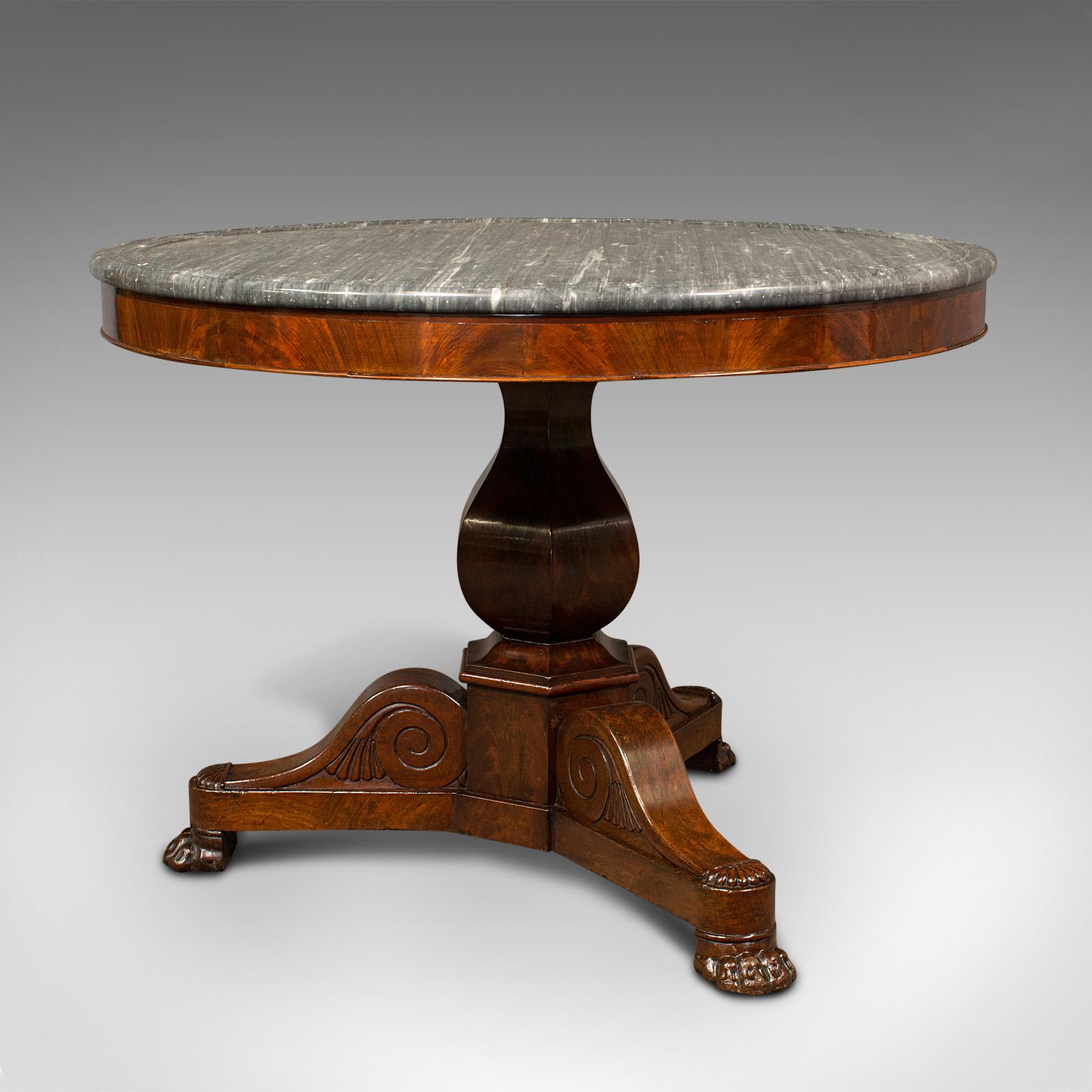 Antique Drum Table, English, Flame, Marble, Circular, Centre, Regency c.1820 (1 of 10)