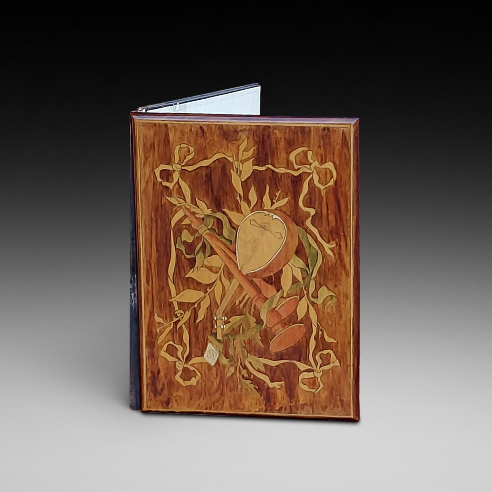 Edwardian Marquetry Inlaid Mahogany Blotter Pad Notebook (1 of 8)