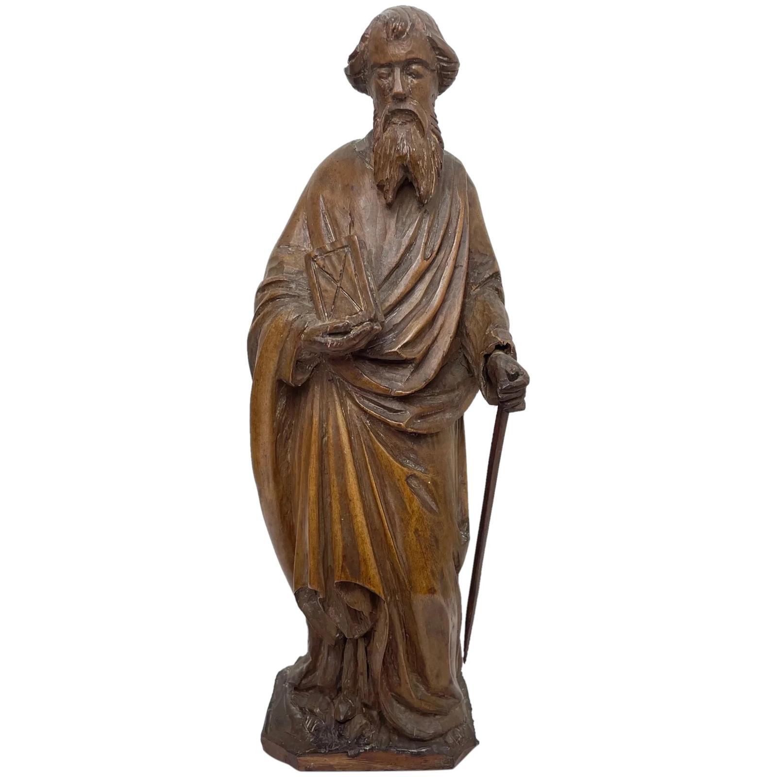 Small Collectible Religious 19th Century Carved Fruitwood St Paul Sculpture (1 of 36) Small Collectible Religious 19th Century Carved Fruitwood St Paul Sculpture (1 of 36)