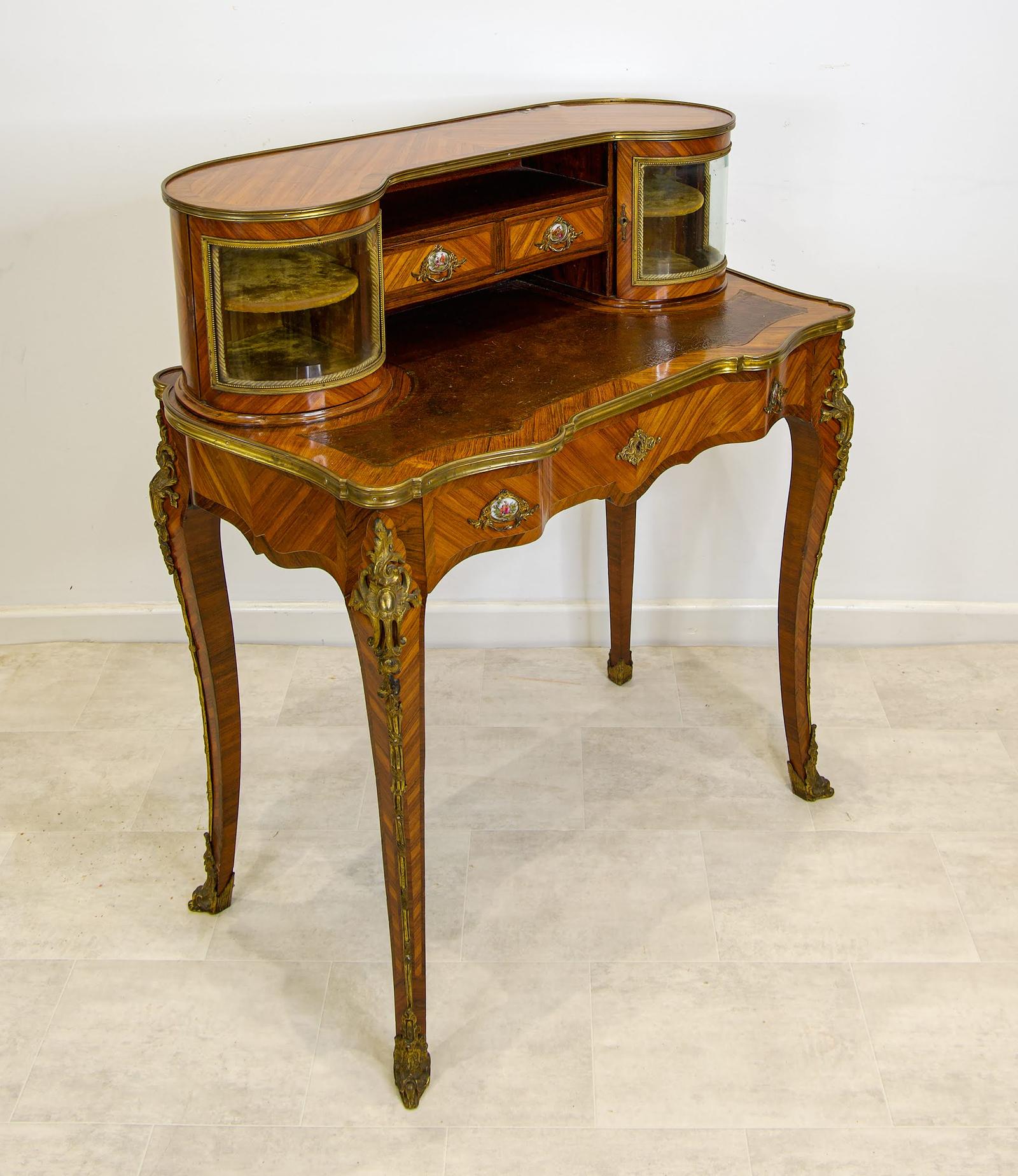 19th Century French Kingwood Writing Desk with Ormolu & Porcelain Plaques (1 of 6)