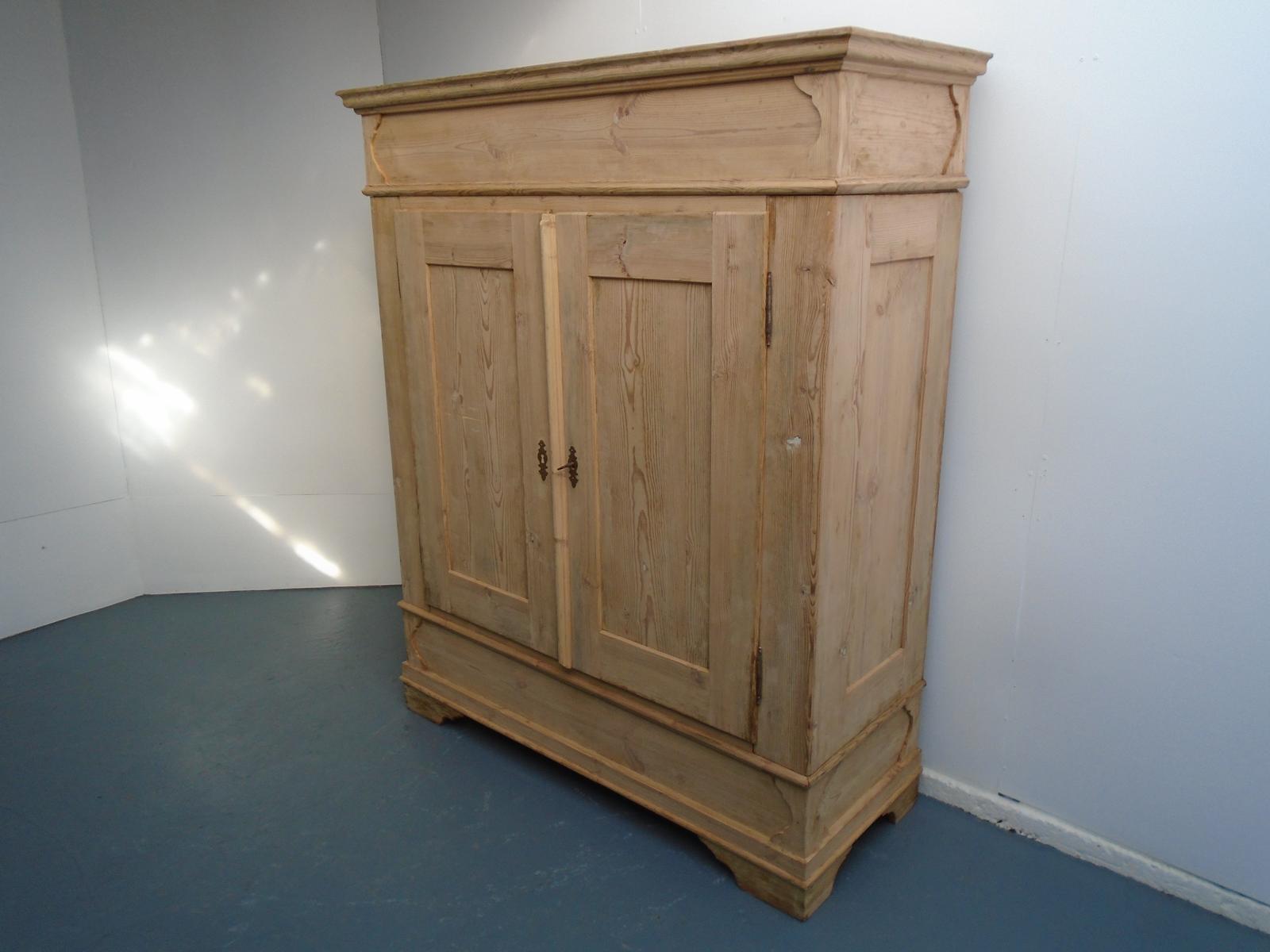 Great Georgian Panelled Antique Pine 2 Door Knockdown Wardrobe to wax / paint (1 of 11)