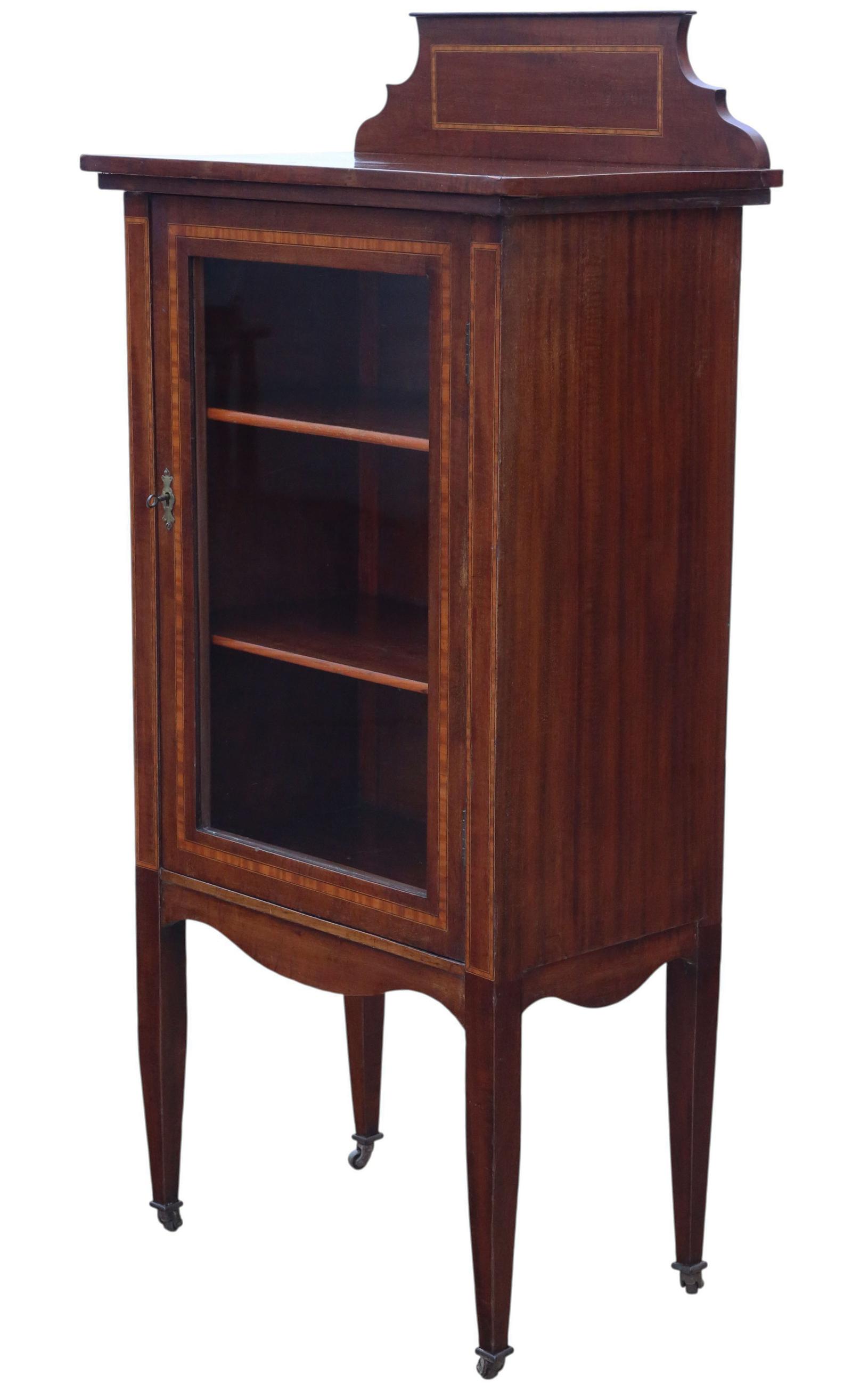 Antique Quality Edwardian c.1910 Inlaid Mahogany Display Cabinet / Bookcase (1 of 7)