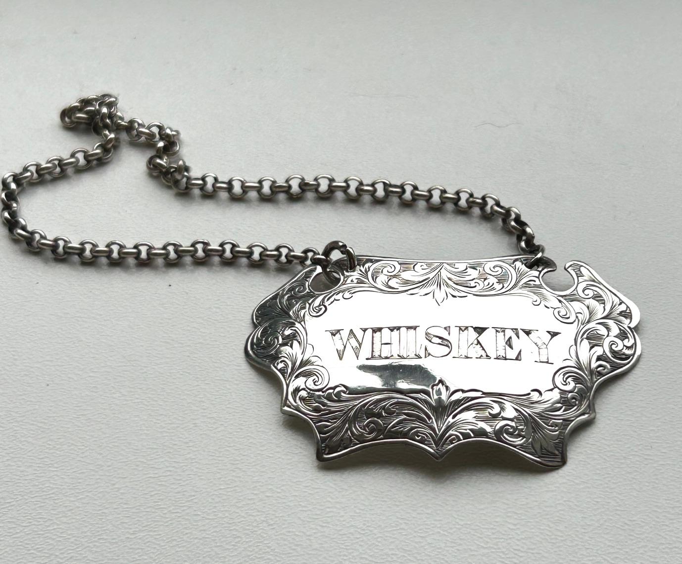 Rare Chester Silver Irish Whiskey Decanter Label (1 of 5)