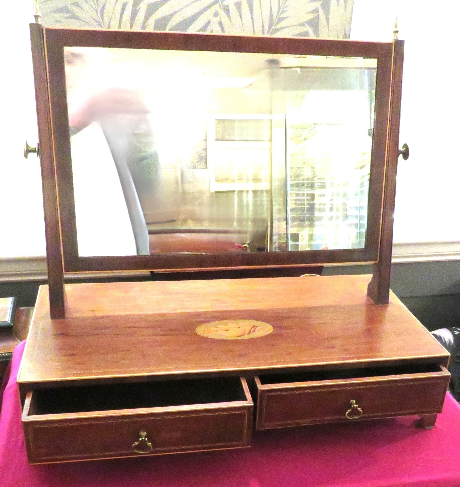 VICTORIAN INLAID ADJUSTABLE DRESSING TABLE SWING MIRROR (1 of 4)