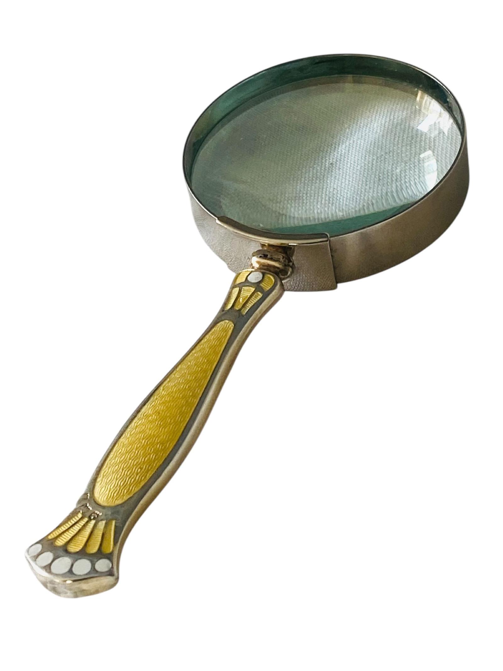 Art Deco Solid Silver & Guilloche Enamel Handled Magnifying Glass Birmingham 1933 (1 of 9) Art Deco Solid Silver & Guilloche Enamel Handled Magnifying Glass Birmingham 1933 (1 of 9)