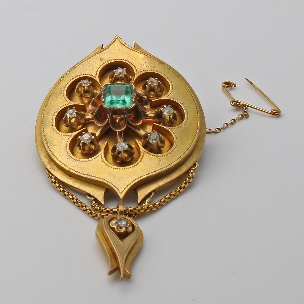 Diamond & Emerald Brooch c.1860 (1 of 4)