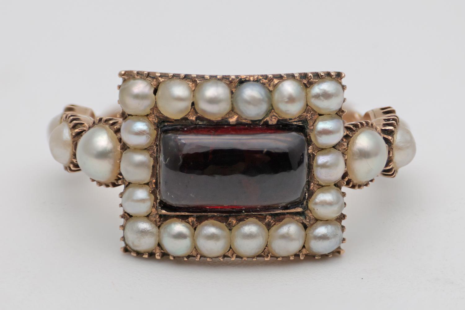 Antique Ring, Georgian Gold, Pearl and Garnet Ring (1 of 3)