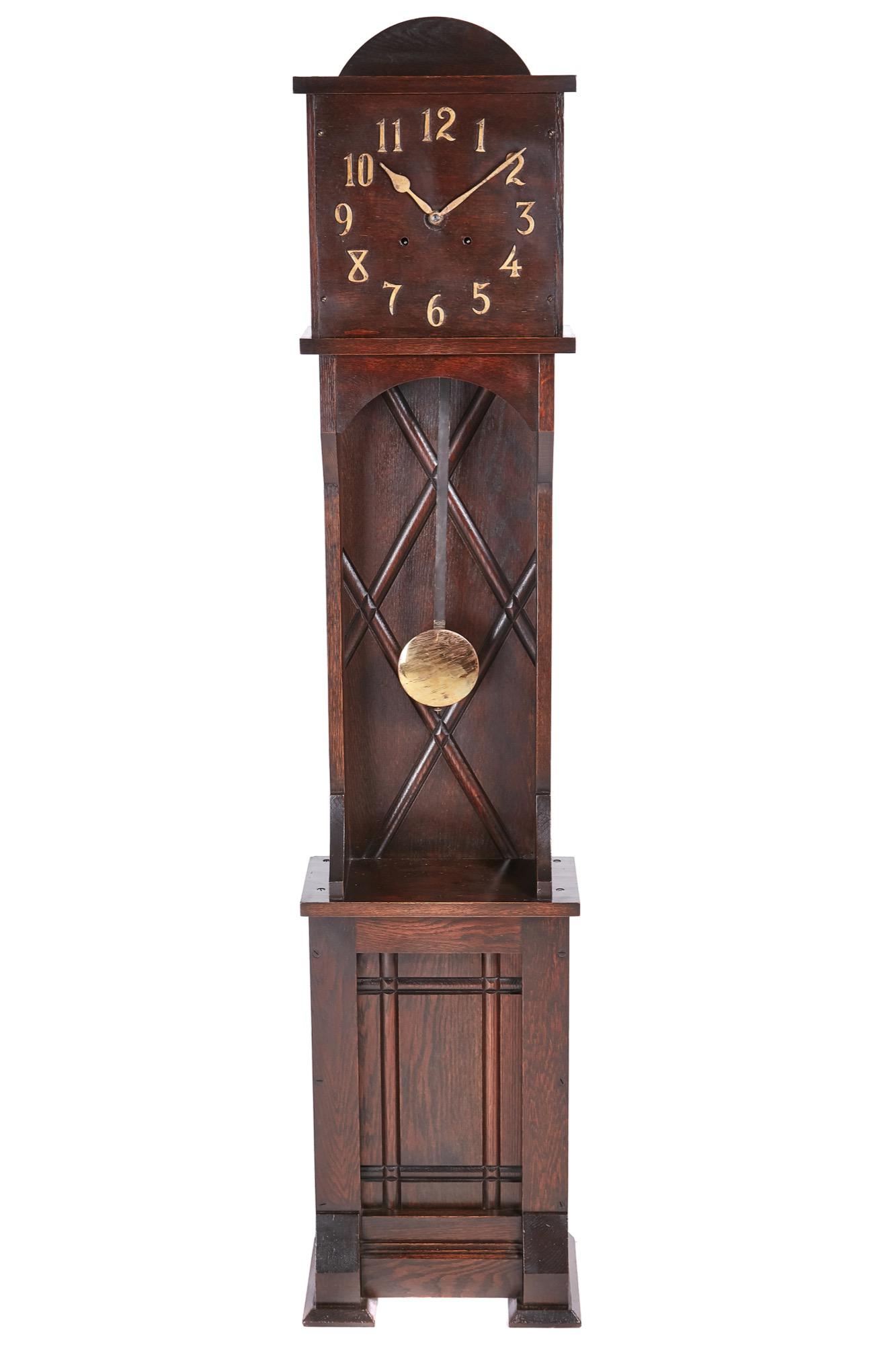 Unusual Art Deco 8 Day Oak Longcase Clock (1 of 7) Unusual Art Deco 8 Day Oak Longcase Clock (1 of 7)