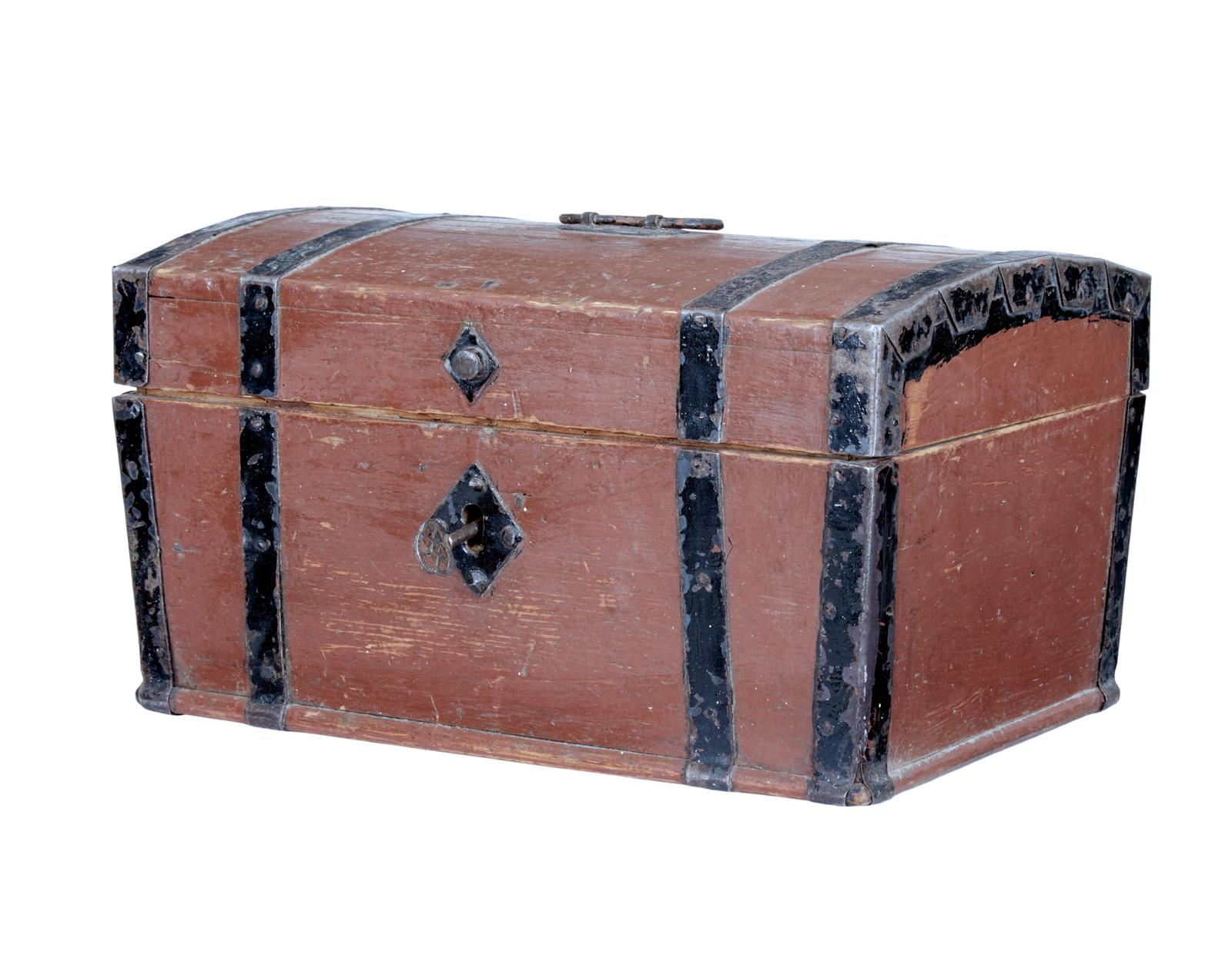 Small Scandinavian 19th Century Painted Pine Dome Top Box (1 of 8)