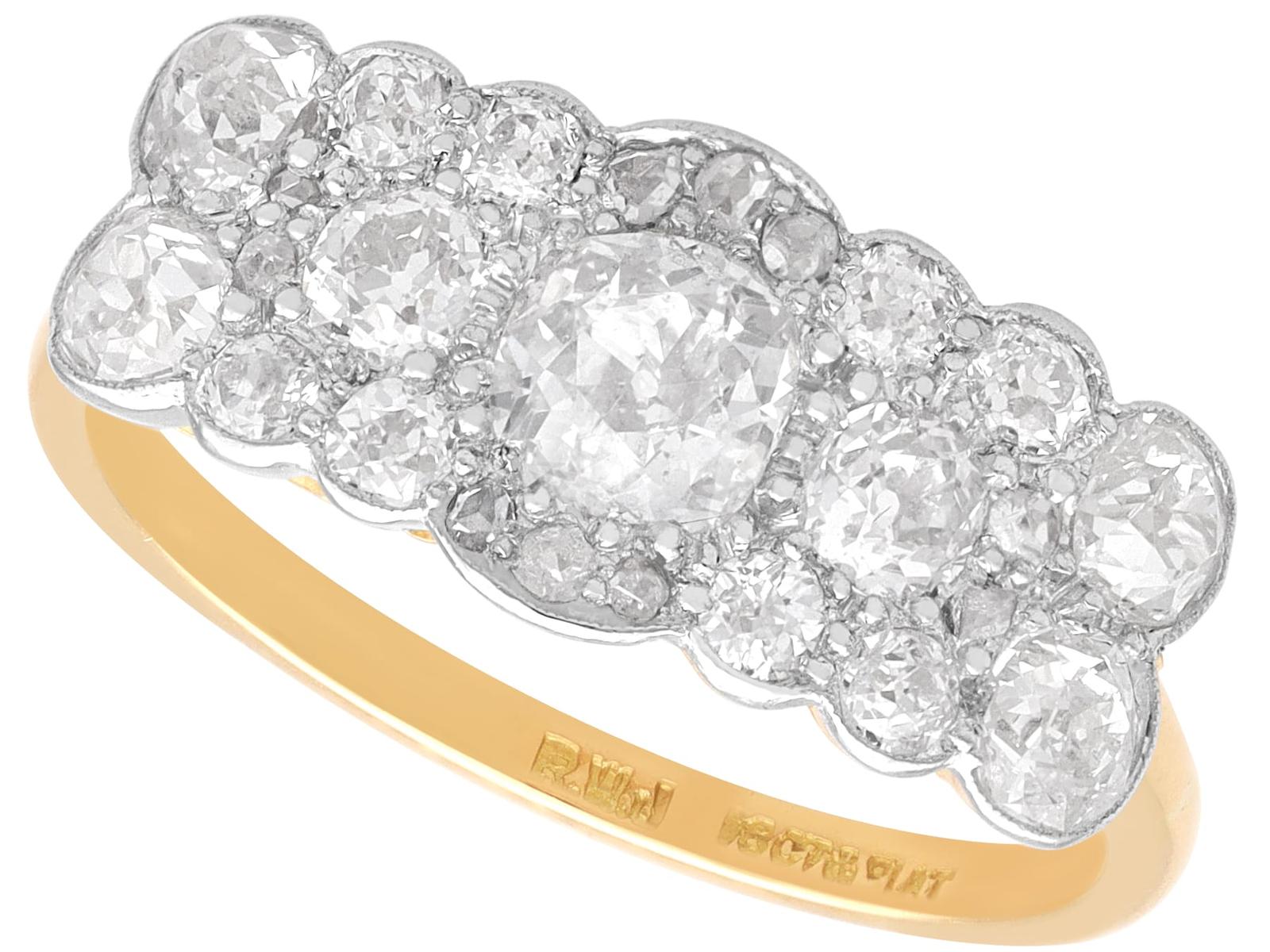 Antique 2.37ct Diamond & 18k Yellow Gold Cluster Ring c.1910 (1 of 17) Antique 2.37ct Diamond & 18k Yellow Gold Cluster Ring c.1910 (1 of 17)