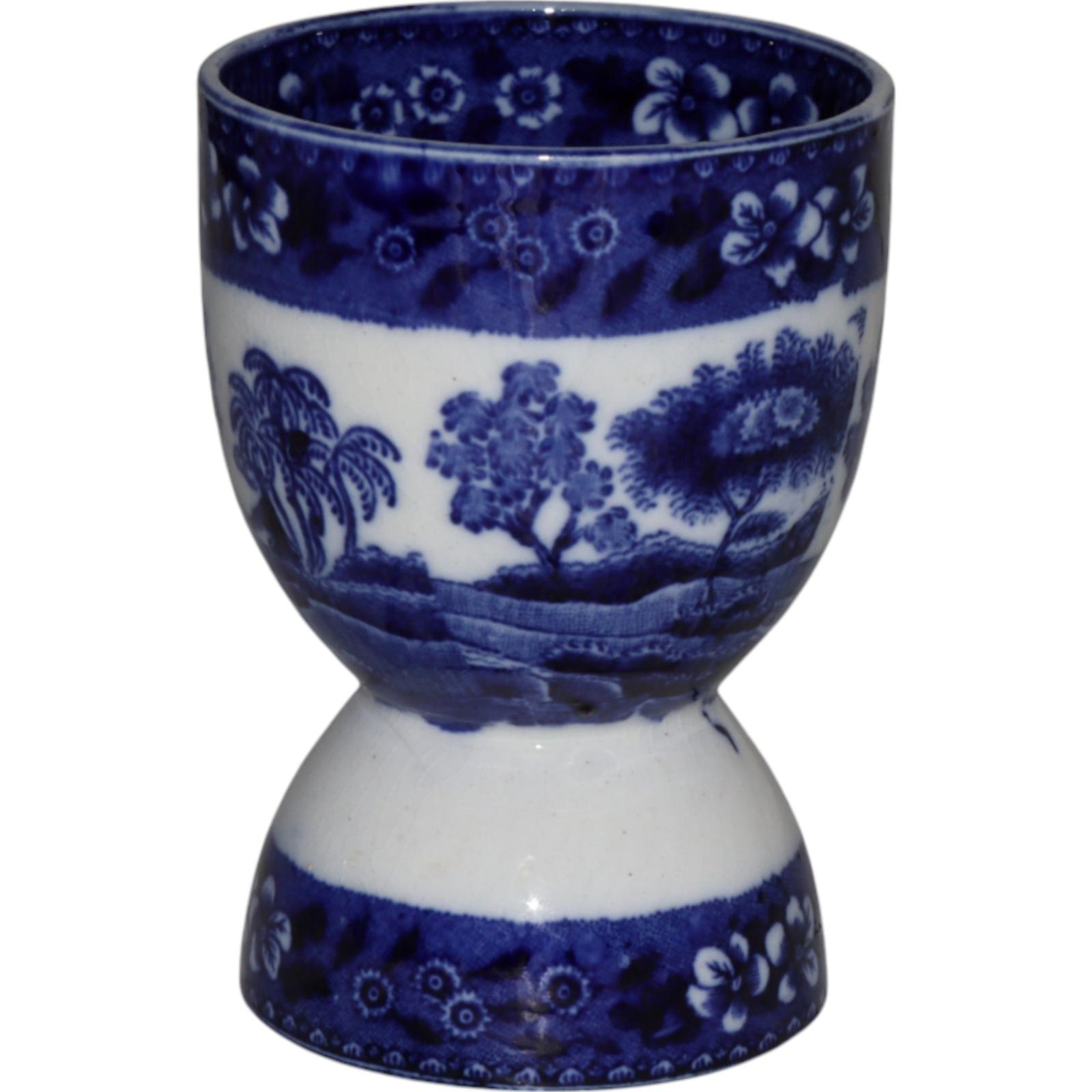 Copeland Blue & White Pottery Double Egg Cup (1 of 2)