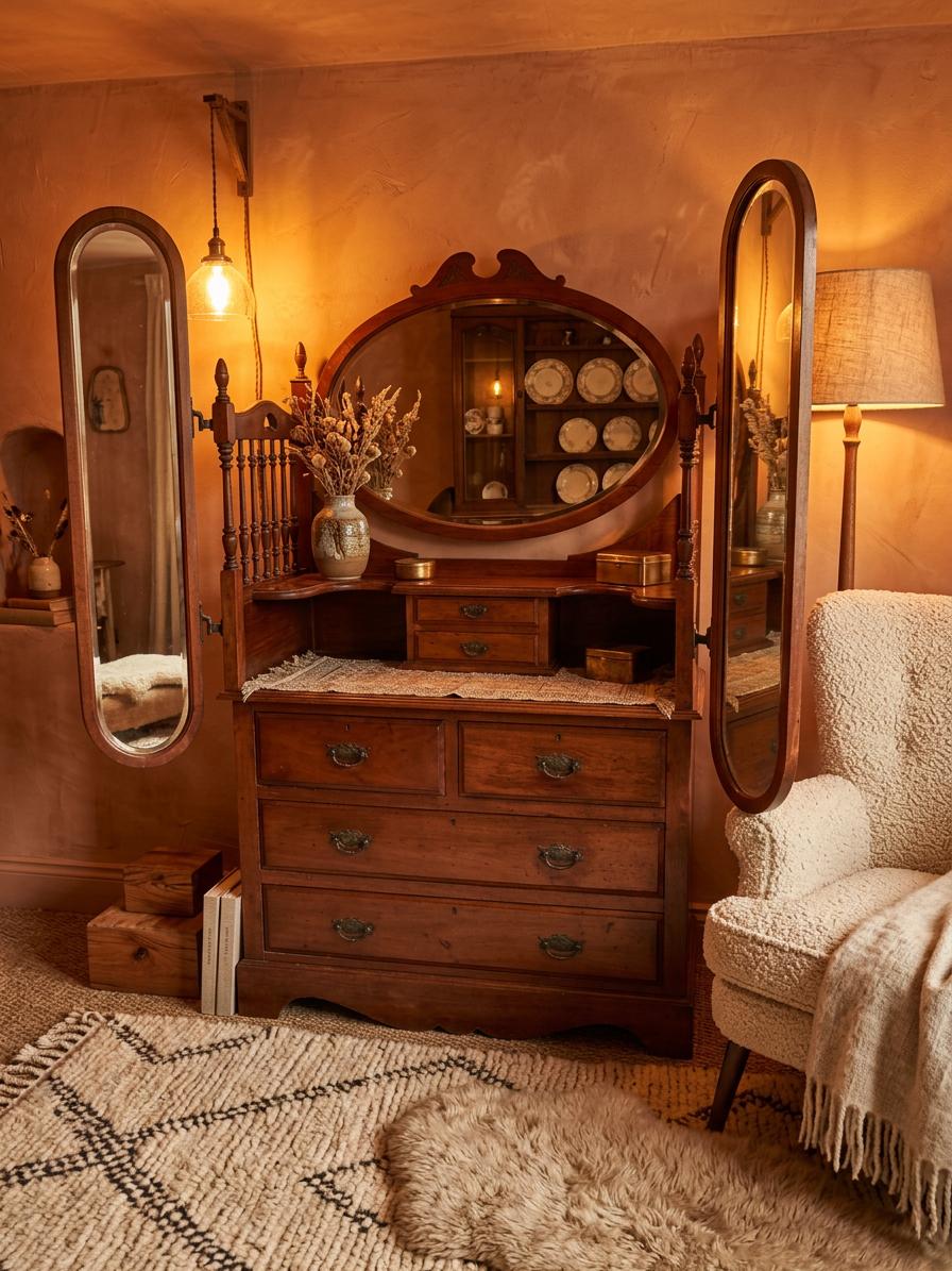 Antique Mahogany Triple Mirror Dressing Table - Exquisite Piece (1 of 5) Antique Mahogany Triple Mirror Dressing Table - Exquisite Piece (1 of 5)