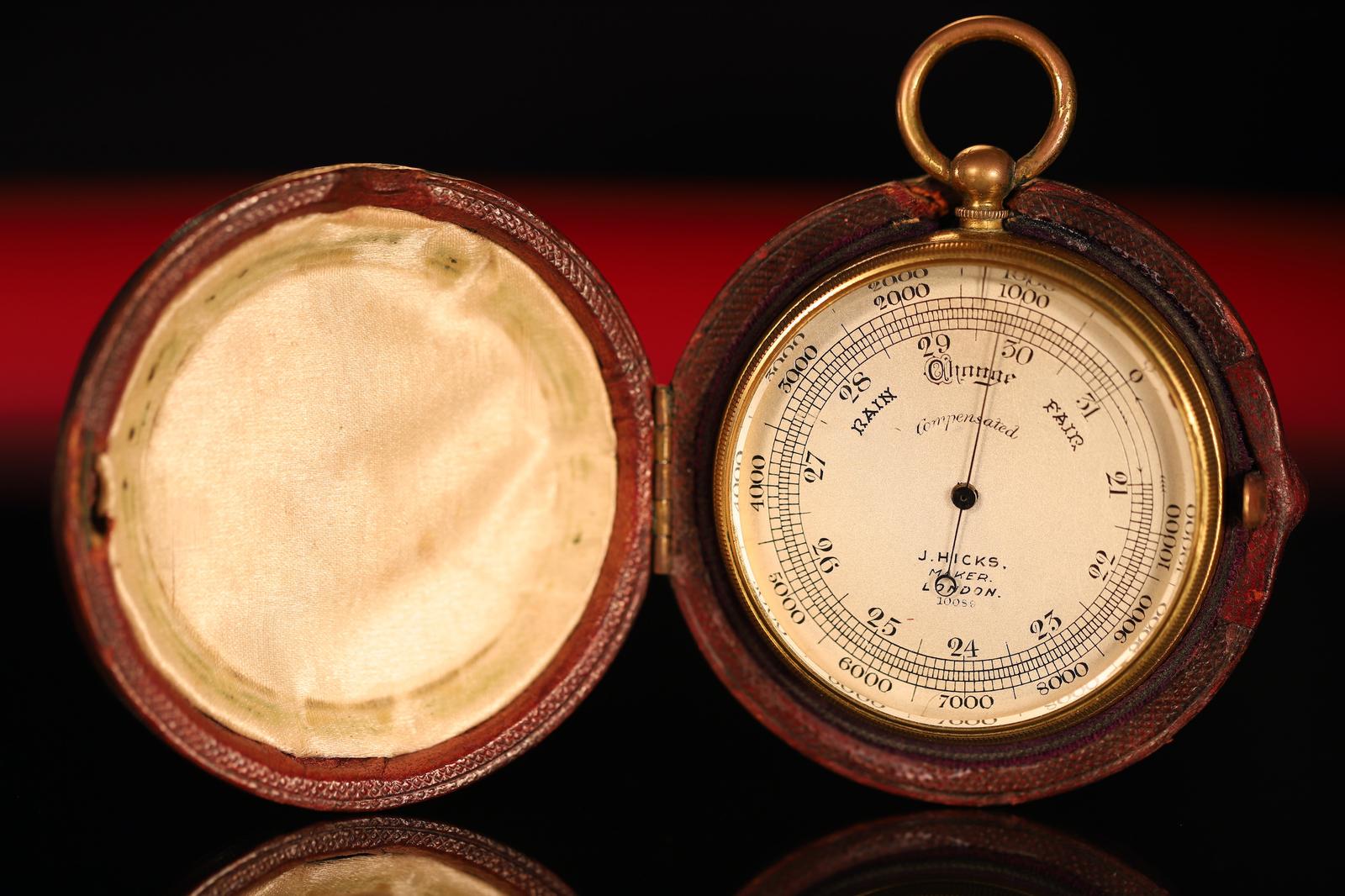 Antique Pocket Barometer by J.J. Hicks No 10089 c.1910 (1 of 13)