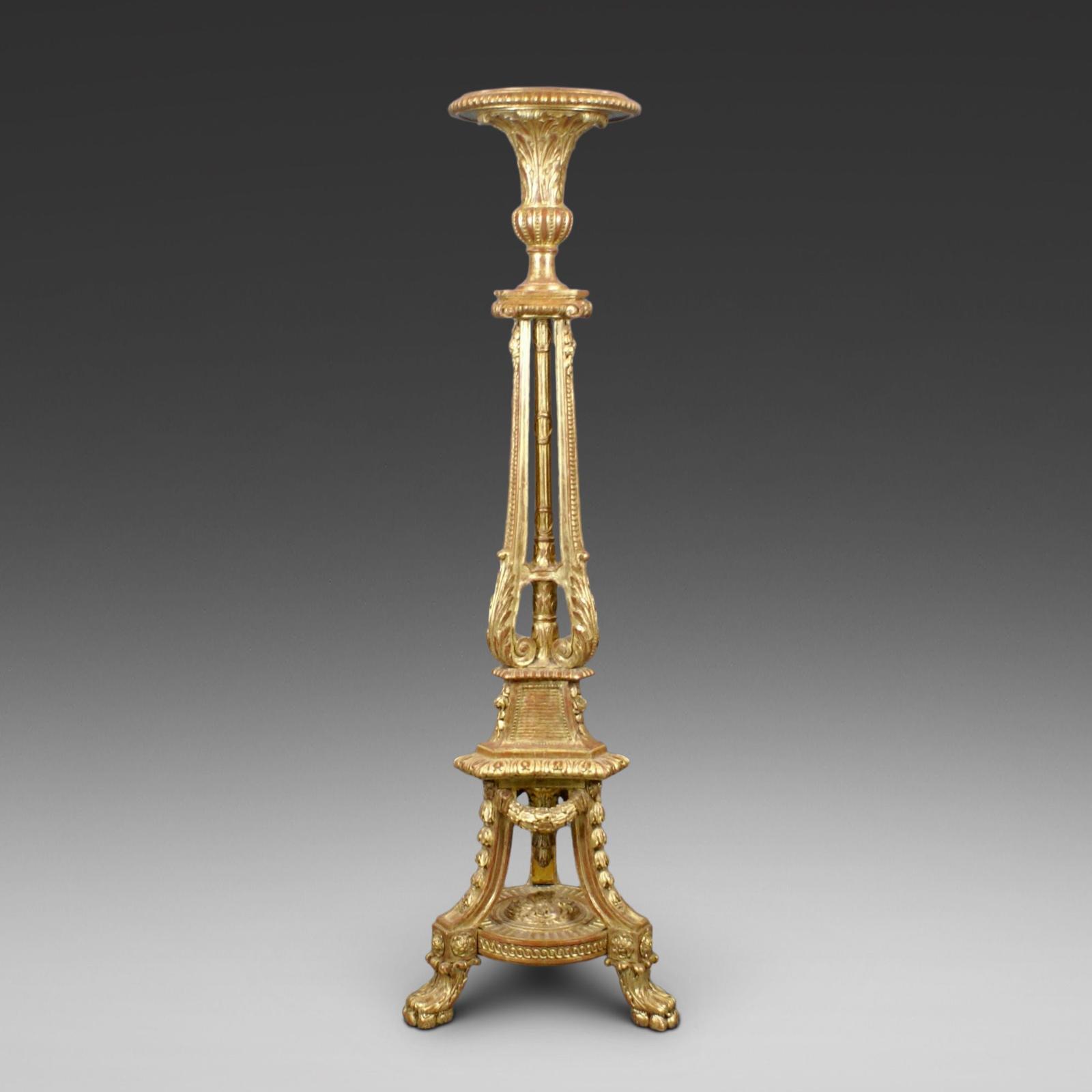 18th Century Style Carved Giltwood Torchere (1 of 4)