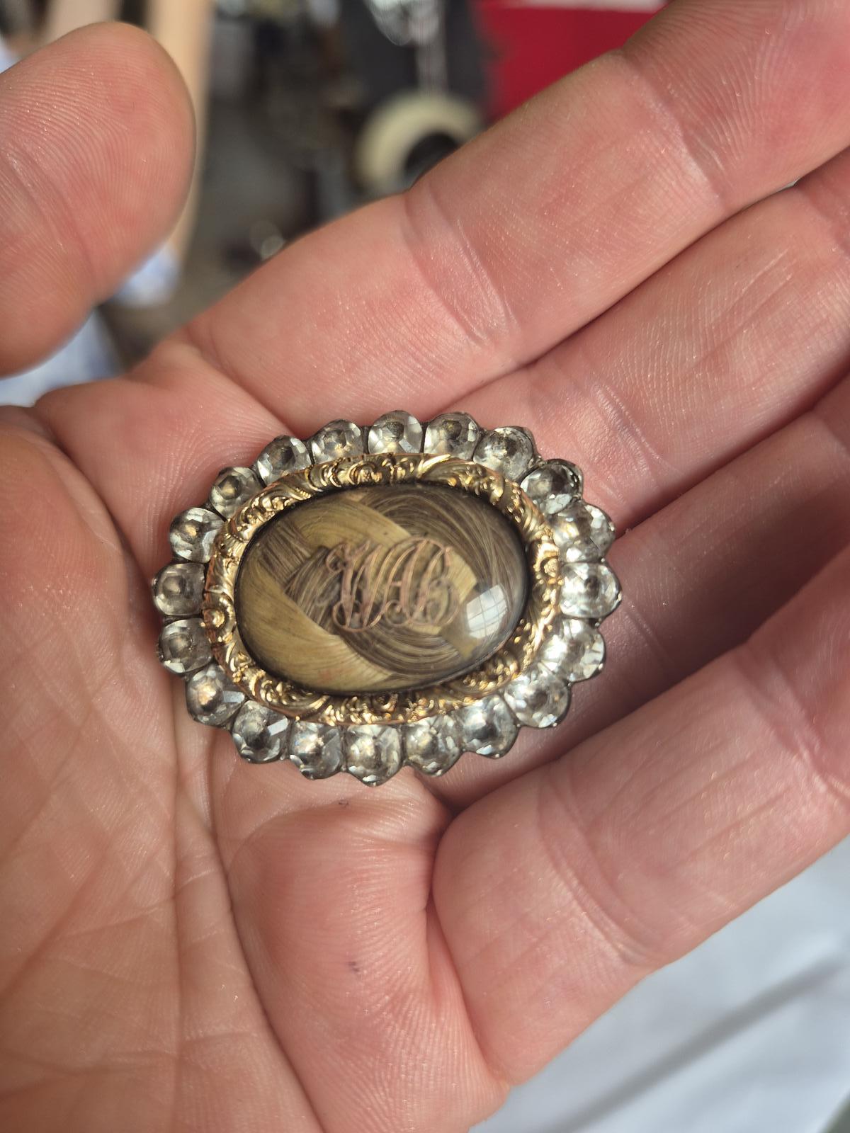 Georgian Paste Silver Mourning Brooch (1 of 5) Georgian Paste Silver Mourning Brooch (1 of 5)