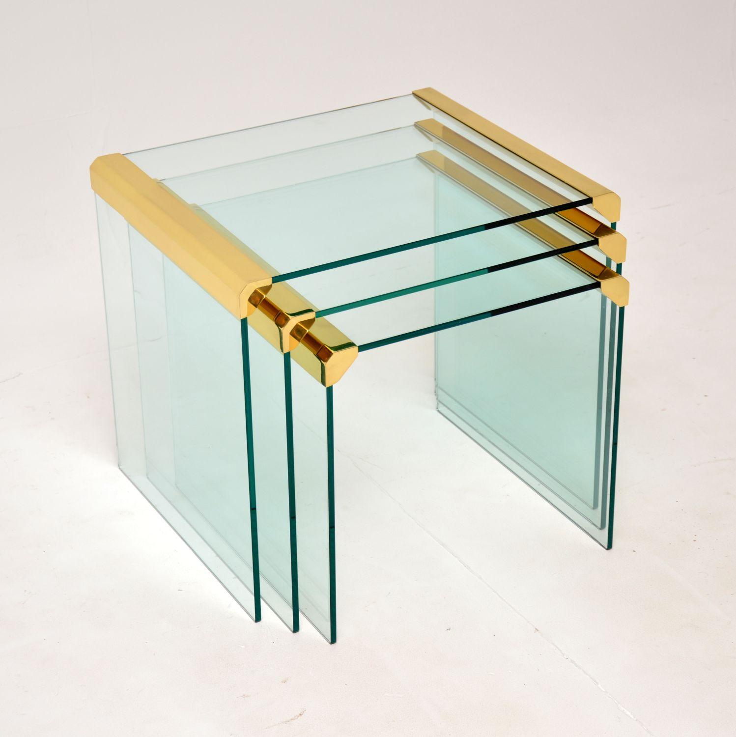 1970's Italian Glass & Brass Nest of Tables (1 of 11) 1970's Italian Glass & Brass Nest of Tables (1 of 11)
