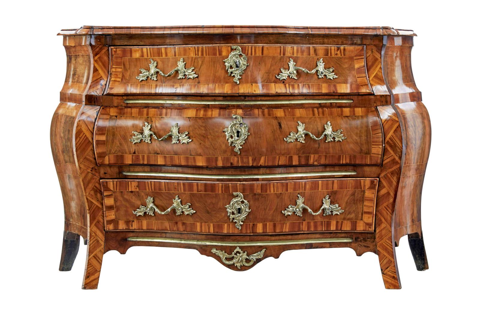 Early 19th Century Inlaid Walnut Rococo Bombe Chest of Drawers (1 of 11) Early 19th Century Inlaid Walnut Rococo Bombe Chest of Drawers (1 of 11)