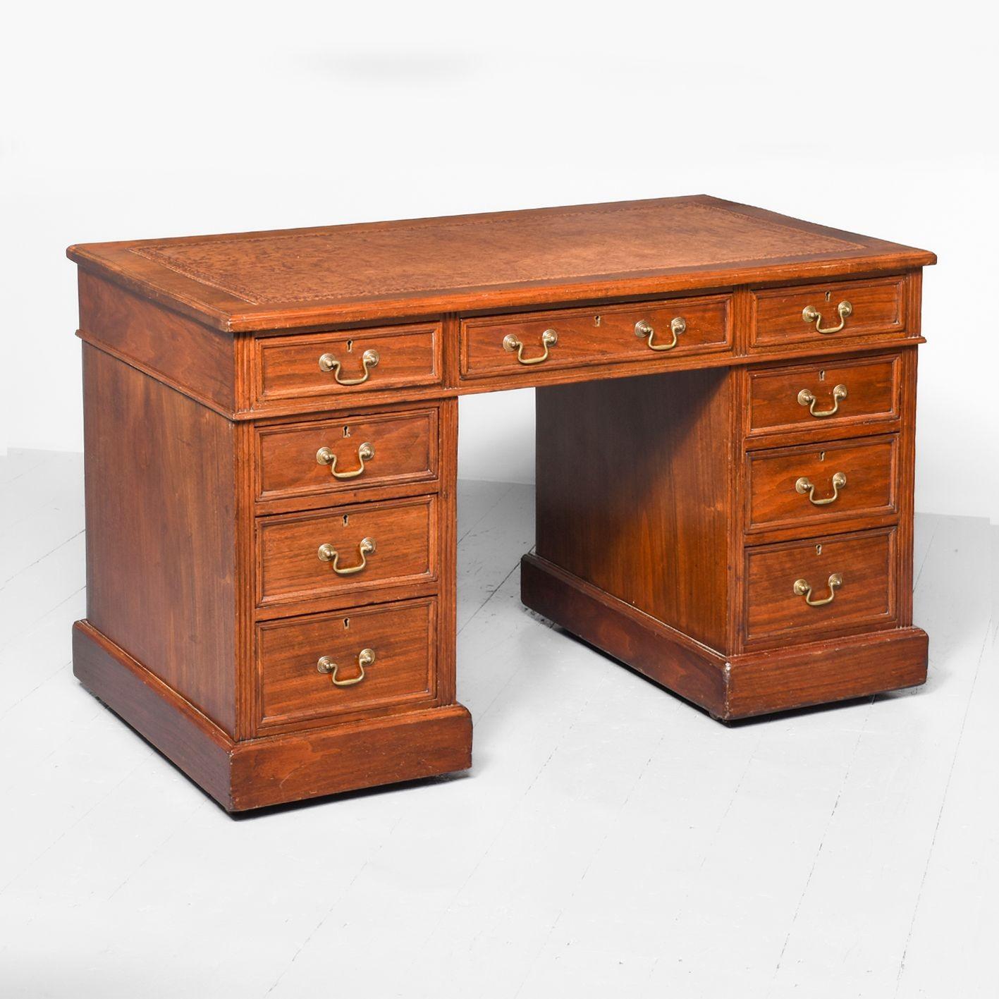 Edwardian Walnut Pedestal Desk (1 of 9) Edwardian Walnut Pedestal Desk (1 of 9)