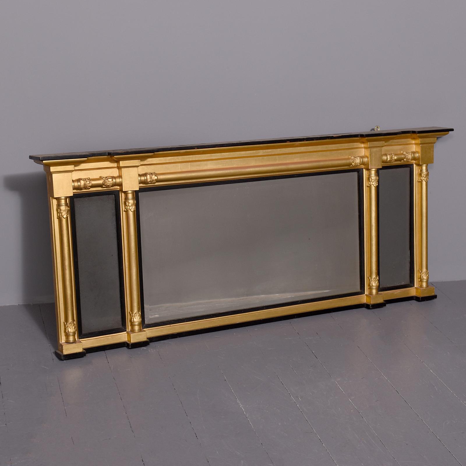 Neat-sized Gilt Overmantel Beveled-edge Mirror (1 of 6)