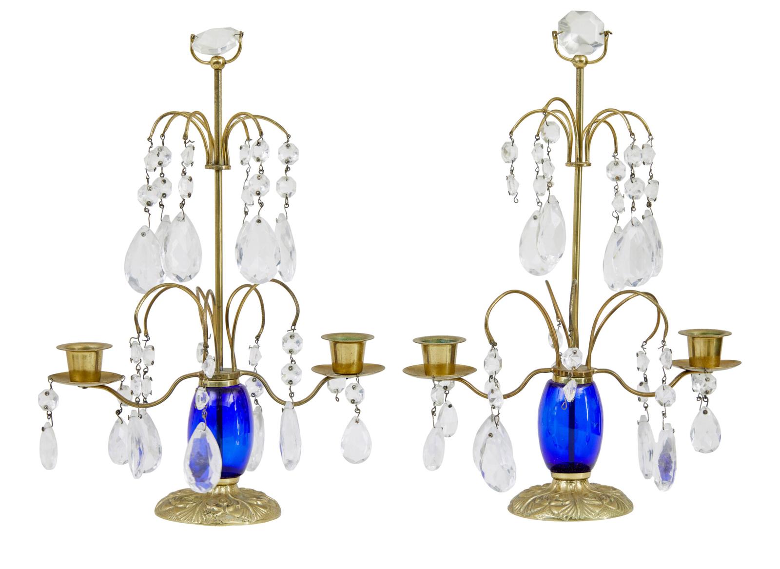 Pair of 1950s Brass & Cut Glass Decorative Candlesticks (1 of 4)