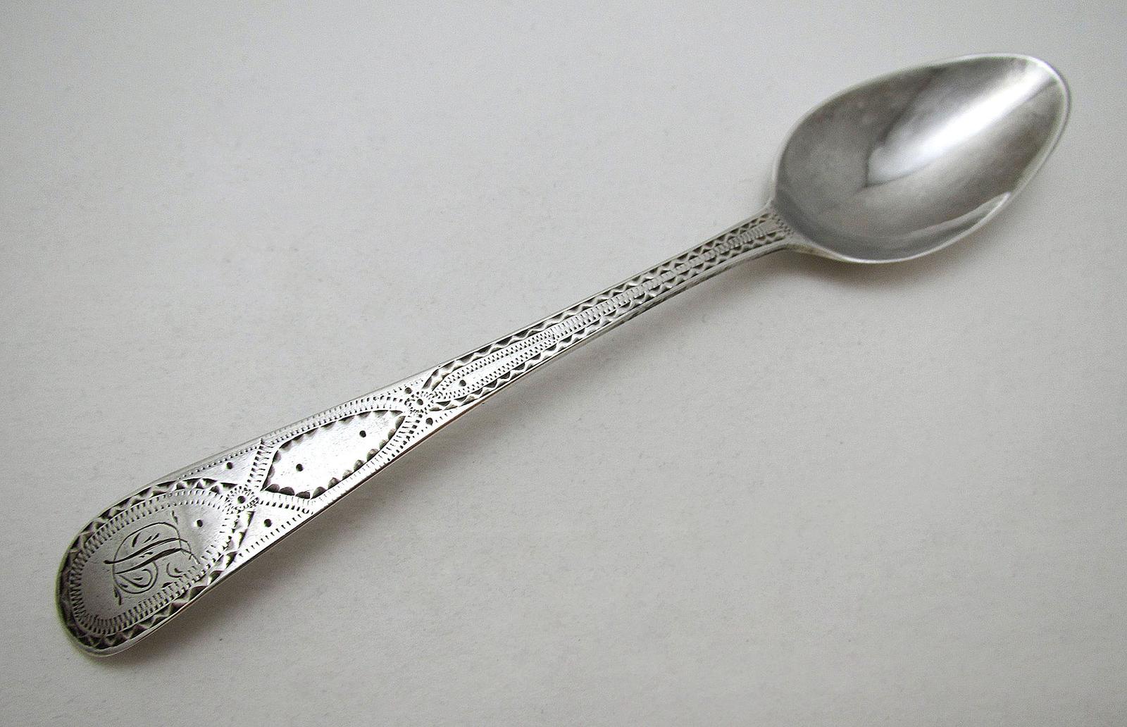 English Georgian Antique Sterling Silver Bright-Cut Tea Spoon - William Champion 1791 (1 of 5) English Georgian Antique Sterling Silver Bright-Cut Tea Spoon - William Champion 1791 (1 of 5)