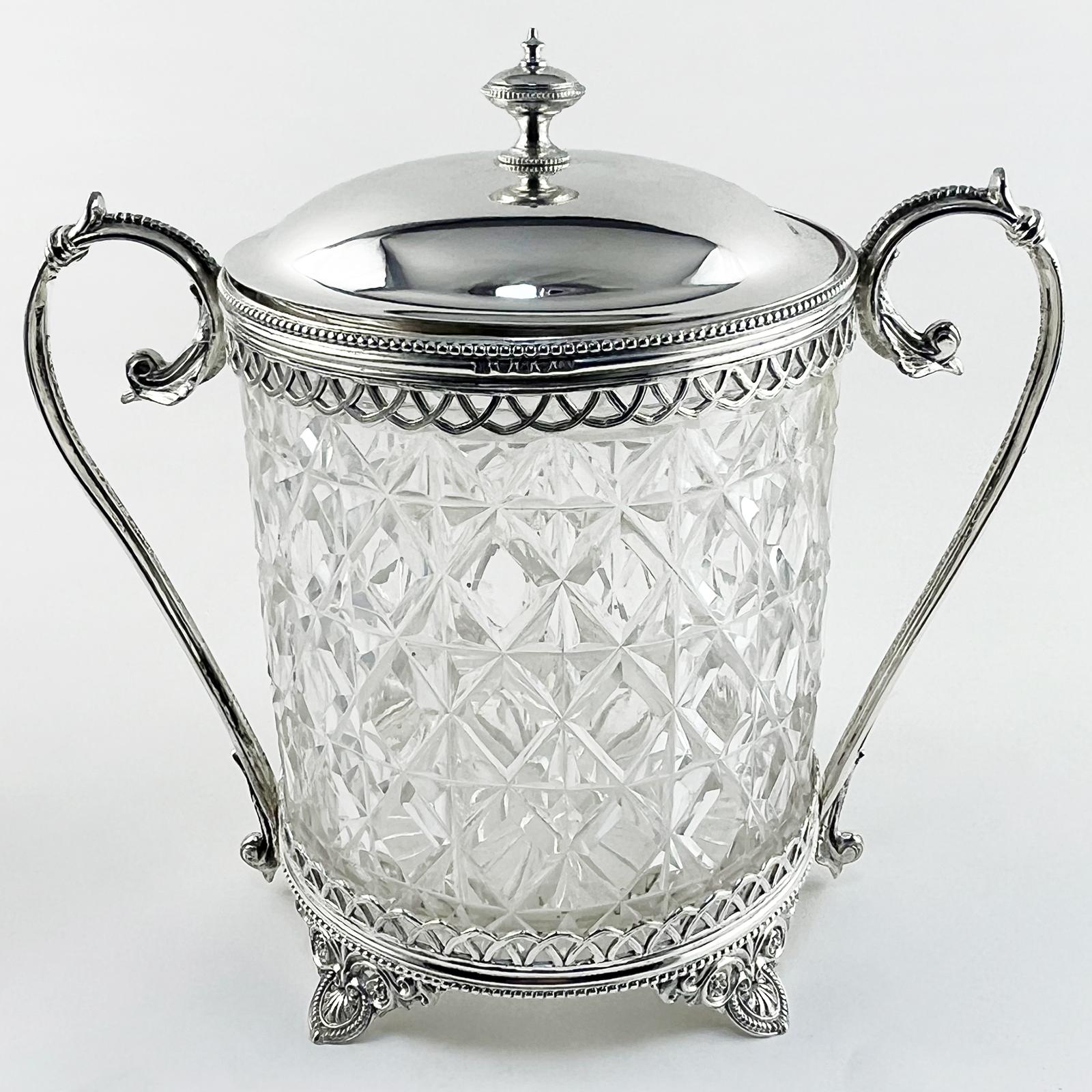 Victorian Silver Plate & Cut Glass Biscuit or Trinket Box (1 of 7) Victorian Silver Plate & Cut Glass Biscuit or Trinket Box (1 of 7)