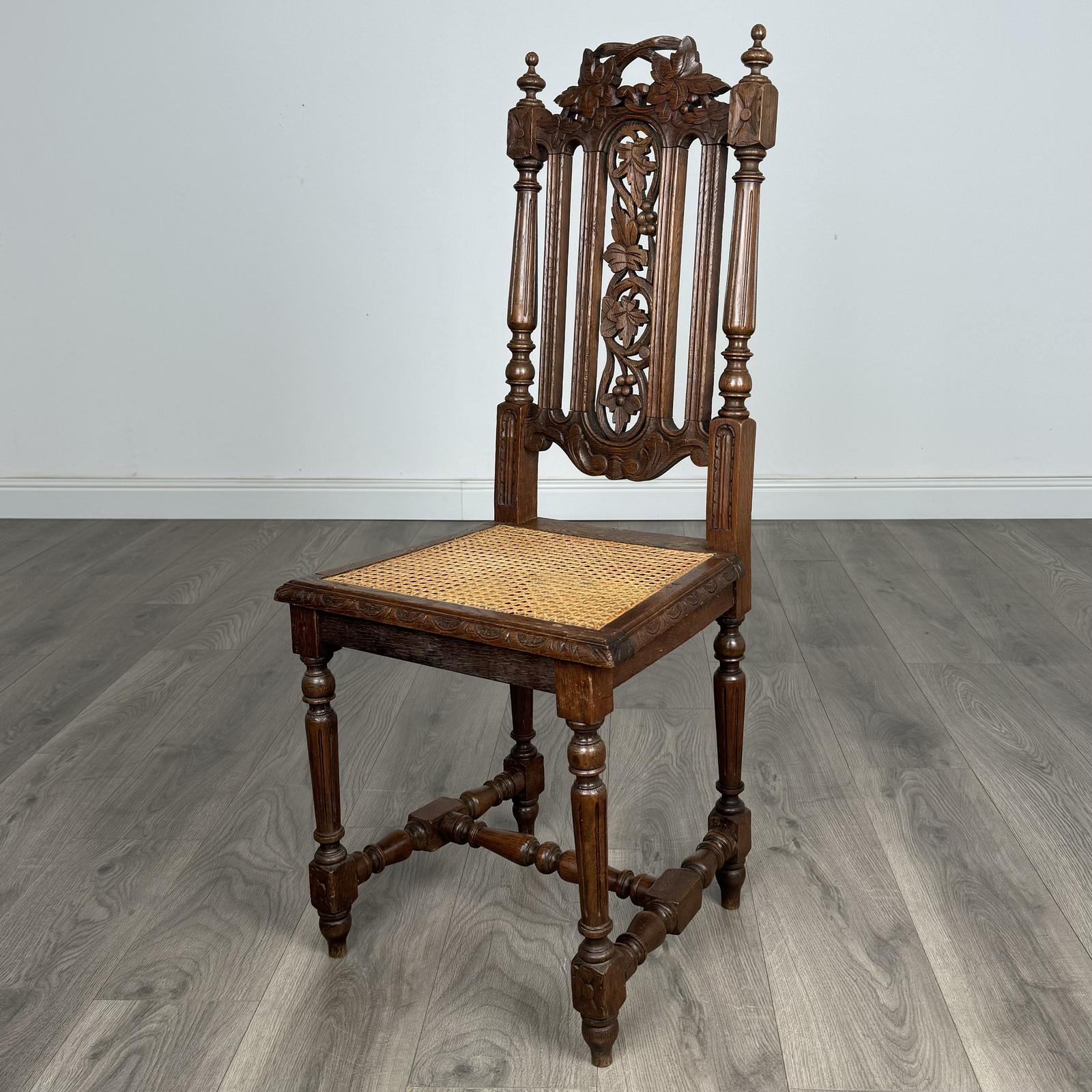 Antique 19th Century Bedroom Chair / Hall Chair in Oak (1 of 10)