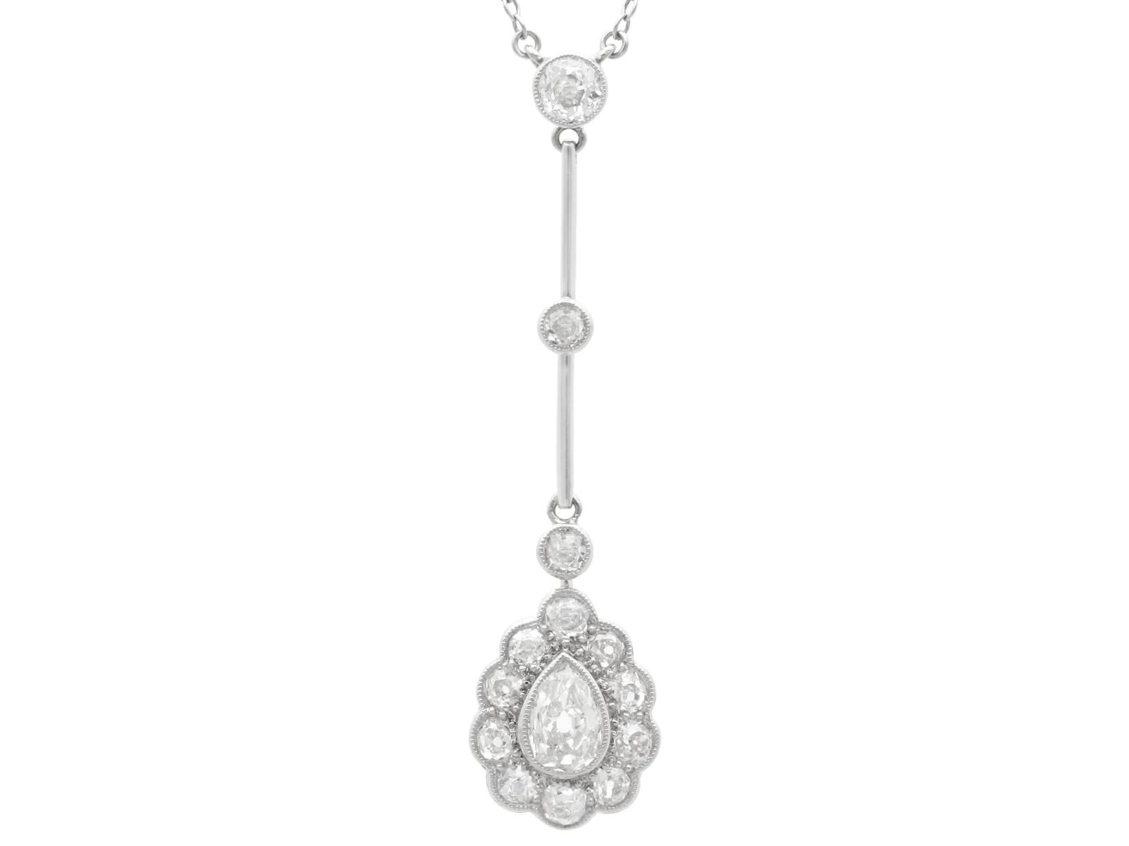 Antique 1.89ct Diamond & Platinum Pendant c.1910 (1 of 13)