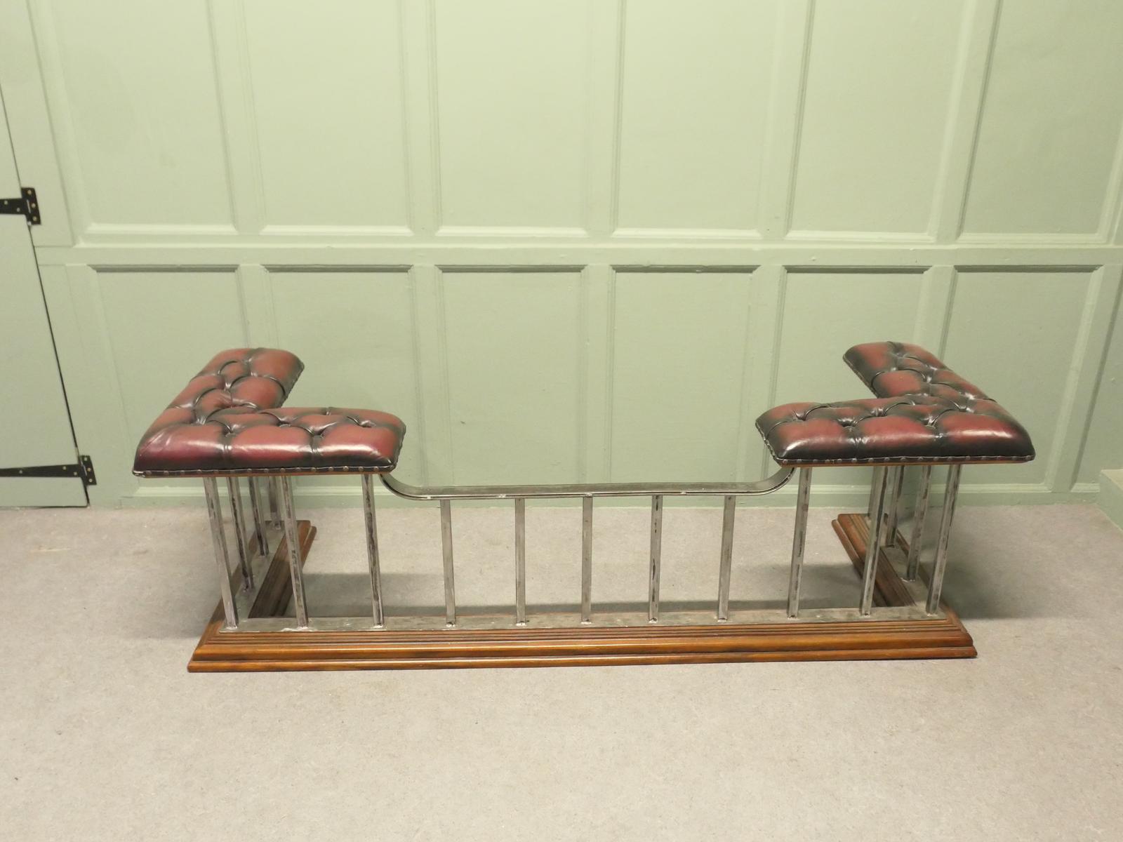 Large Heavy Victorian Brass Club Fender Set on Wood (1 of 6) Large Heavy Victorian Brass Club Fender Set on Wood (1 of 6)