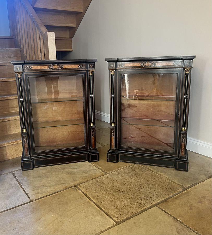 Pair of Antique Victorian Quality Ebonised & Amboyna Inlaid Side Cabinets (1 of 11) Pair of Antique Victorian Quality Ebonised & Amboyna Inlaid Side Cabinets (1 of 11)