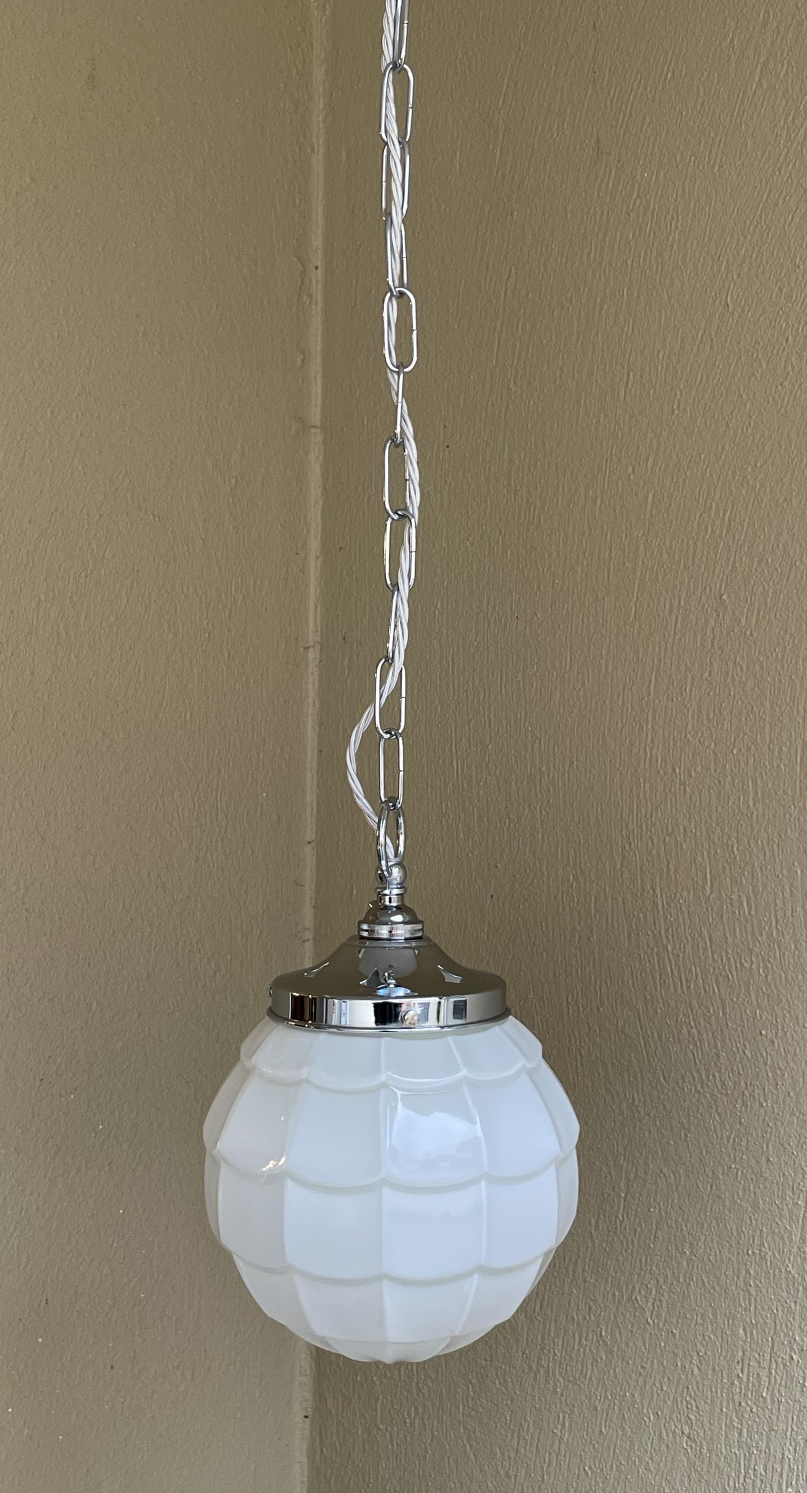 1930s Opaline Fish Scale Pendant Light (1 of 6)