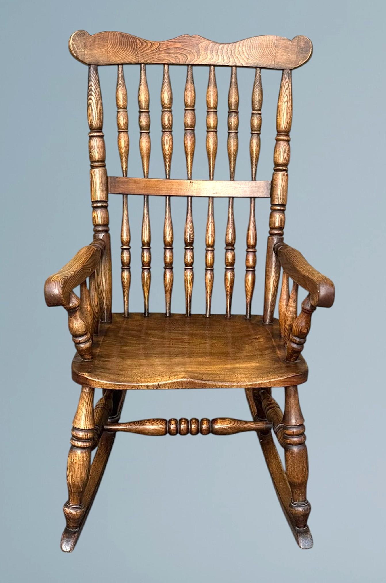 Antique Elm Comb Back Rocking Chair (1 of 12)