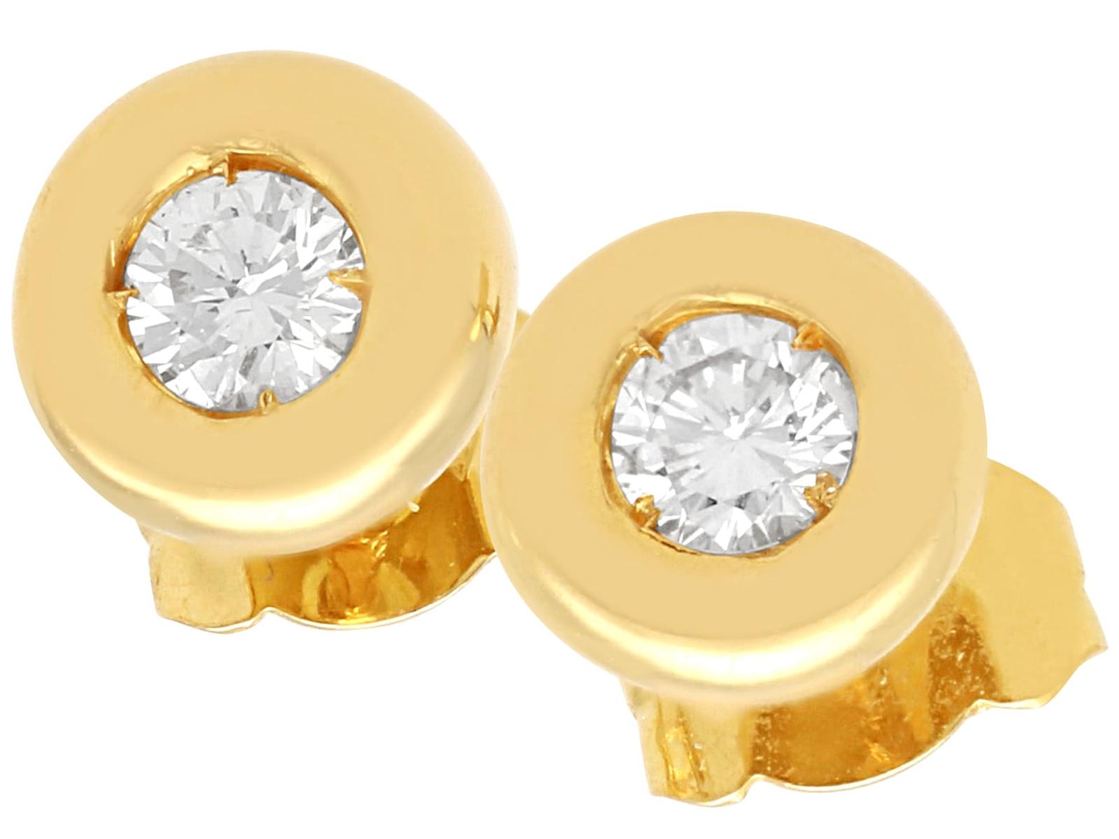 Vintage 0.40ct Diamond & 18ct Yellow Gold Stud Earrings Circa 1960 (1 of 9)