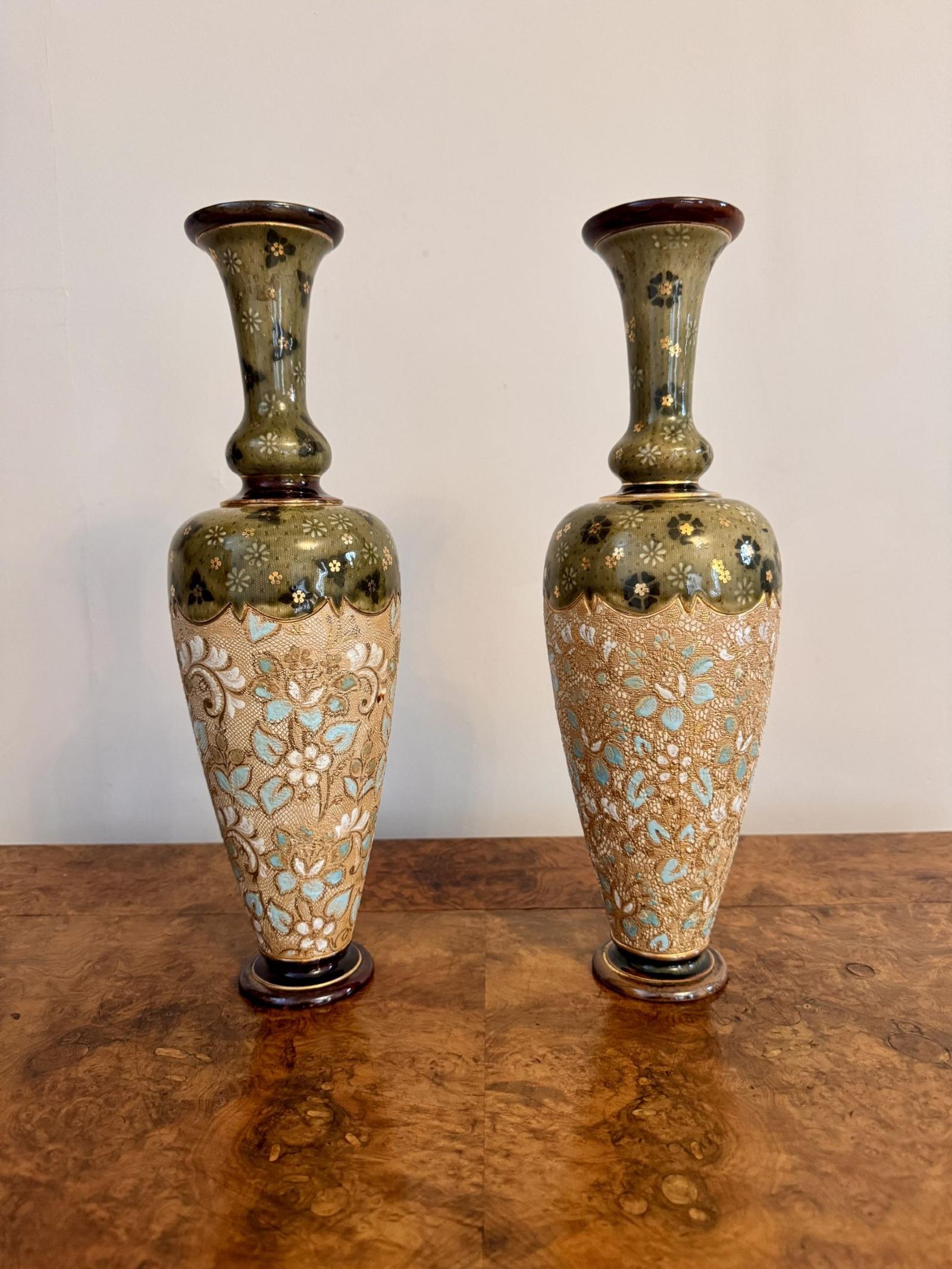 Elegant Quality Pair of Antique Doulton Lambeth Vases (1 of 8) Elegant Quality Pair of Antique Doulton Lambeth Vases (1 of 8)