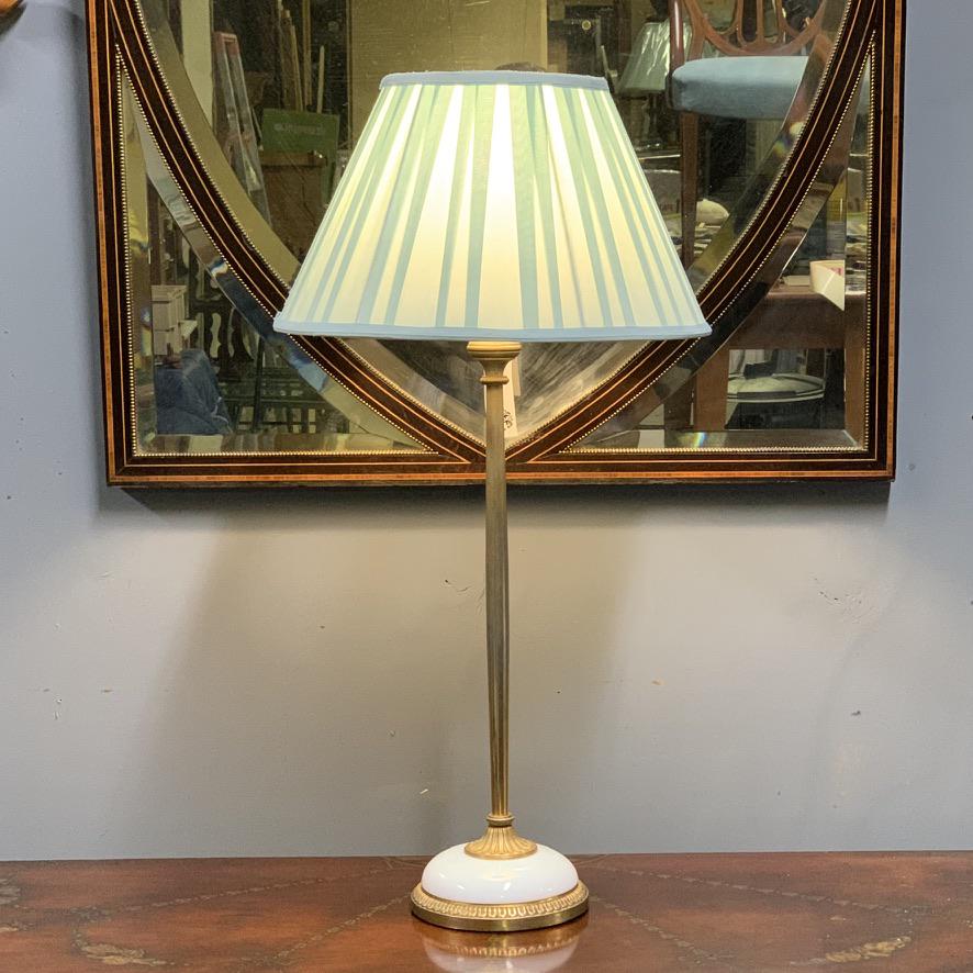 French Brass & Domed Milk Glass Table Lamp (1 of 7) French Brass & Domed Milk Glass Table Lamp (1 of 7)