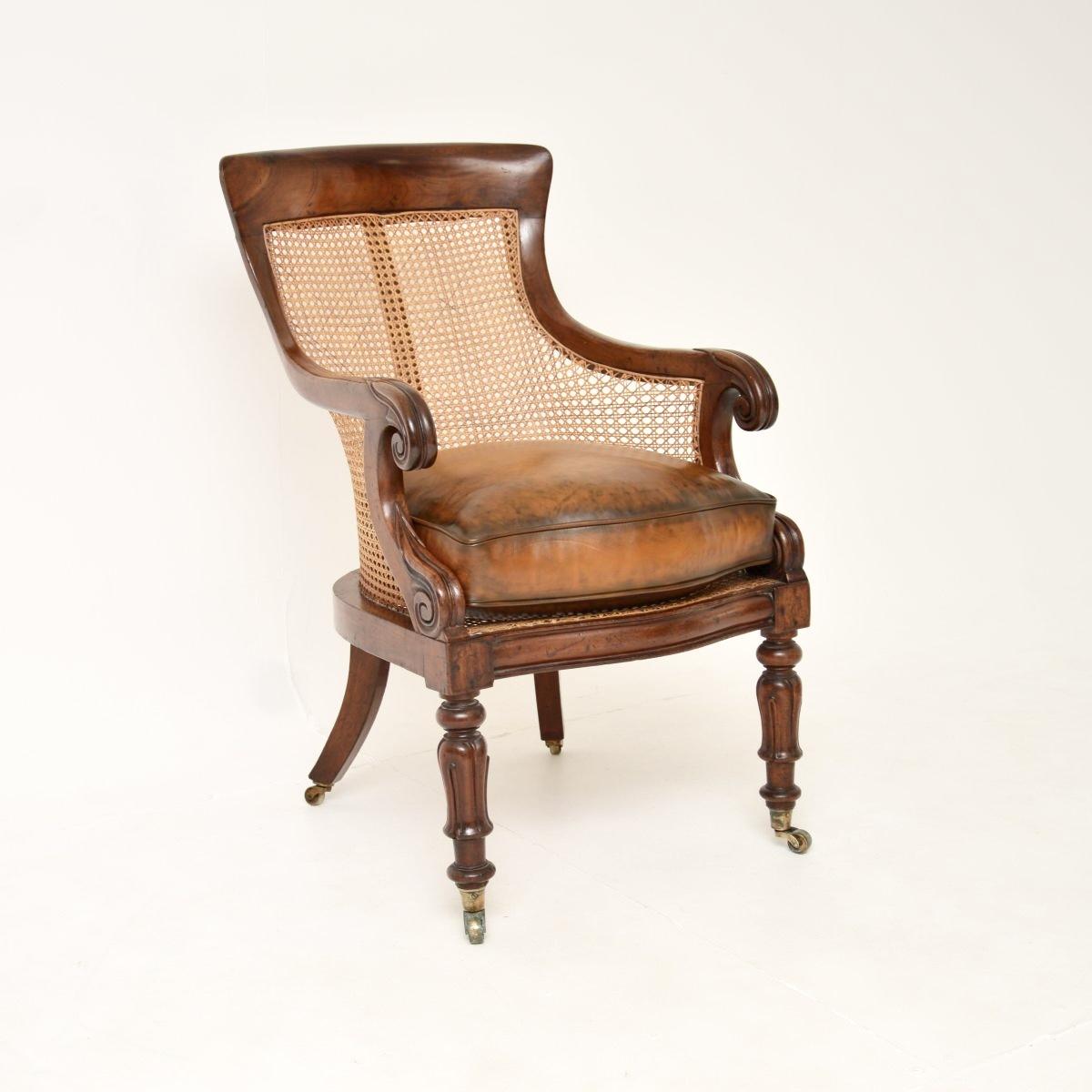 Antique William IV Period Mahogany and Leather Caned Armchair (1 of 10) Antique William IV Period Mahogany and Leather Caned Armchair (1 of 10)