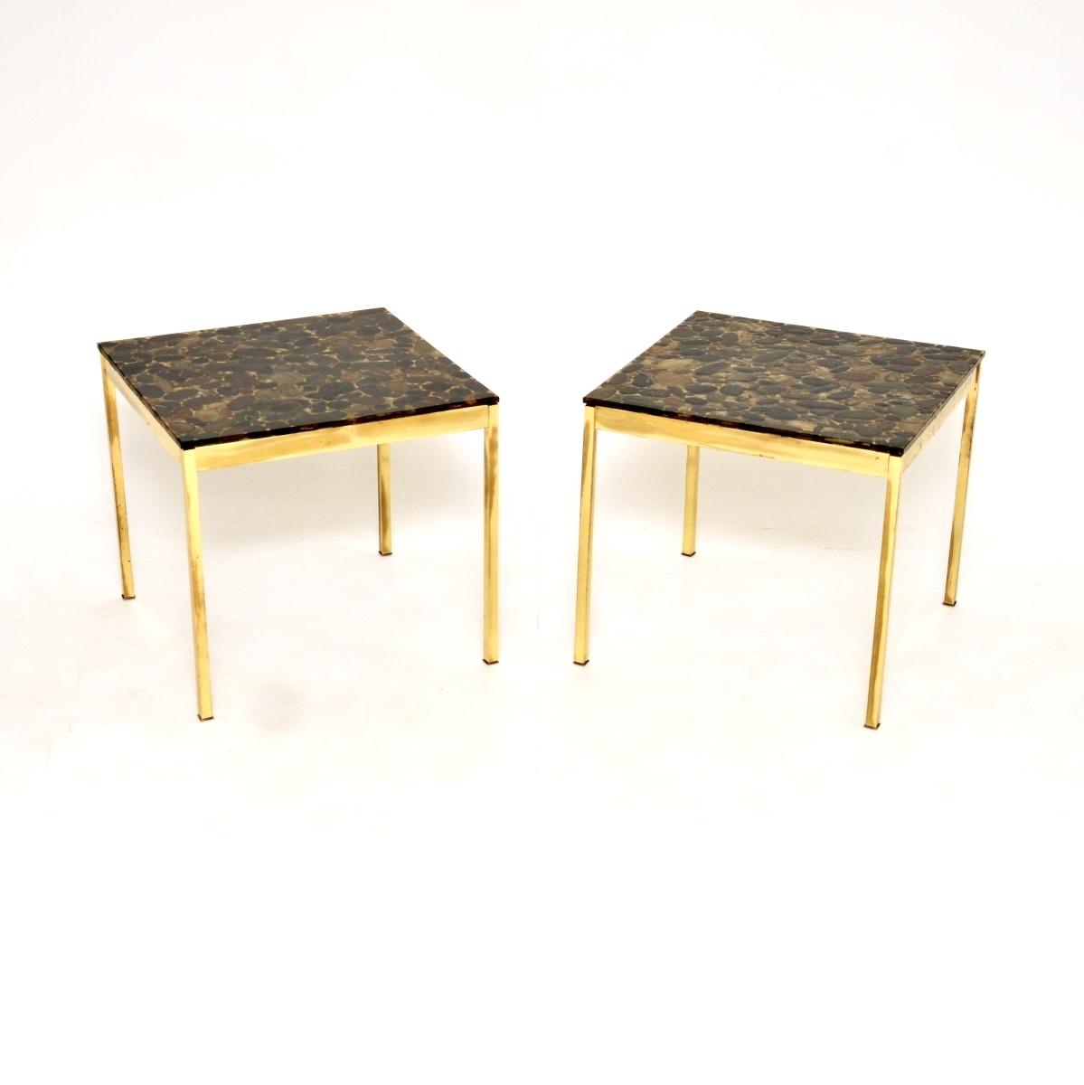 Pair of Vintage Swedish Brass & Stone Side Tables (1 of 10) Pair of Vintage Swedish Brass & Stone Side Tables (1 of 10)