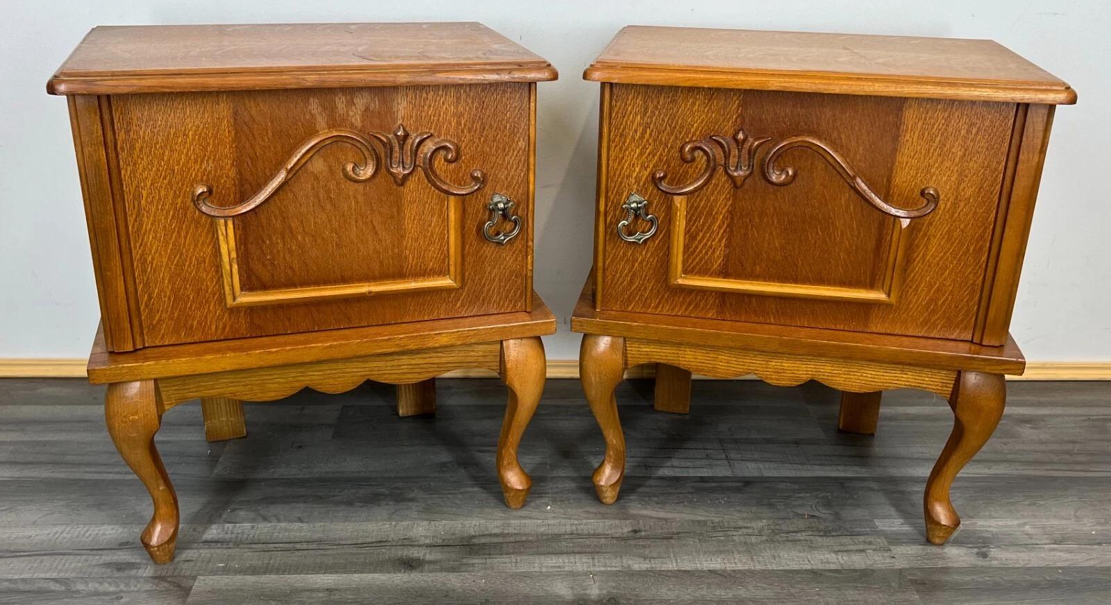 Bedside Tables Pair Vintage French Cupboards Carved Cabinets (1 of 9) Bedside Tables Pair Vintage French Cupboards Carved Cabinets (1 of 9)