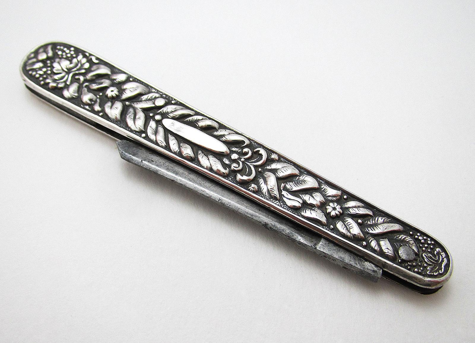 Rare Early Victorian Silver Carbon Steel Pocket Folding Folding Knife Penknife Quill Cutter, John Hinchliffe Sheffield (1 of 6)