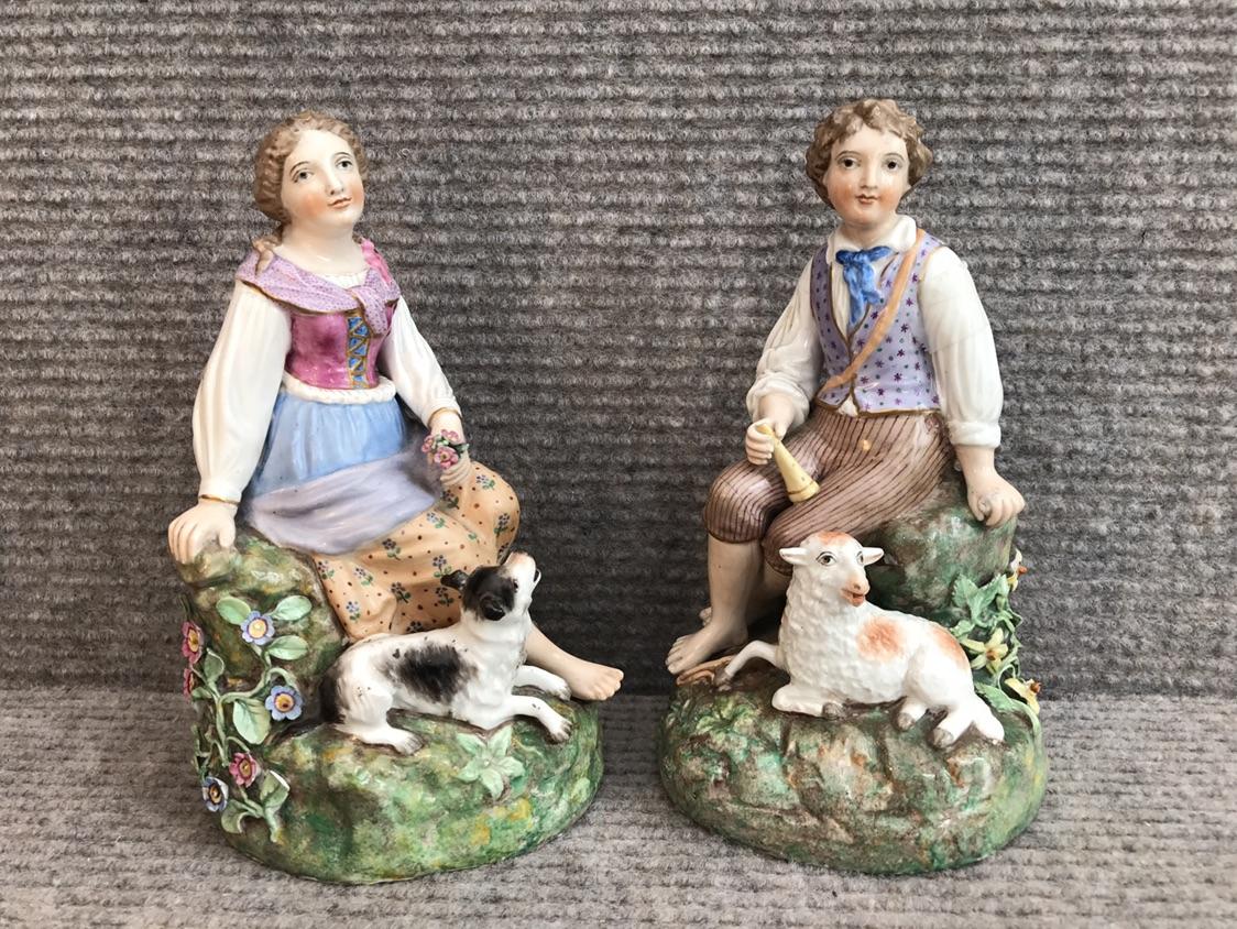 Pair of Derby Shepherd & Shepherdess Figures (1 of 9)